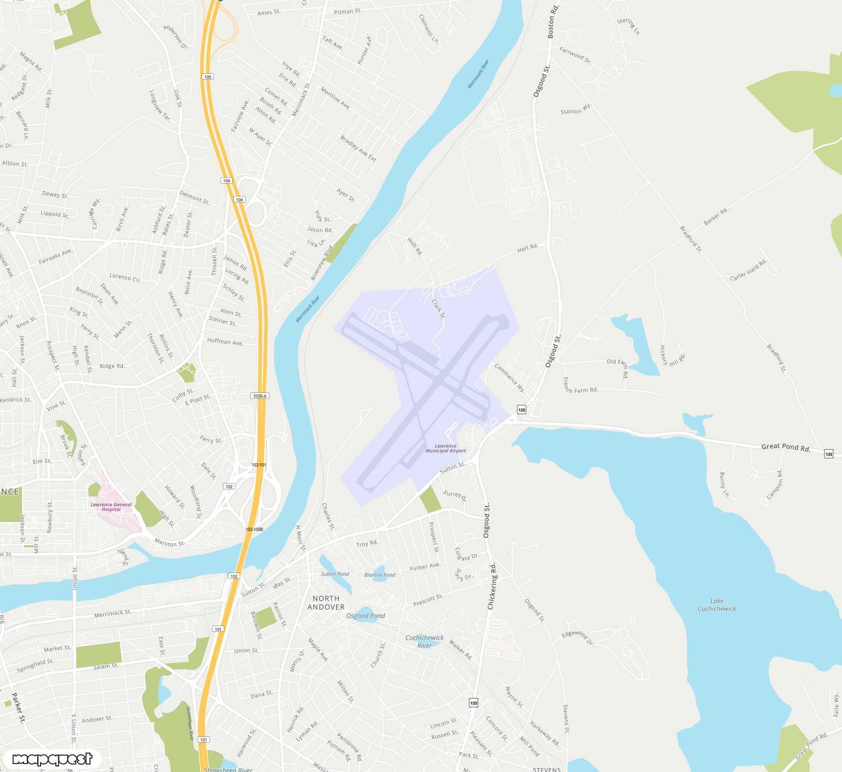 Carte de <span>Aéroport de </span>Lawrence Municipal<span>(LWM)</span>