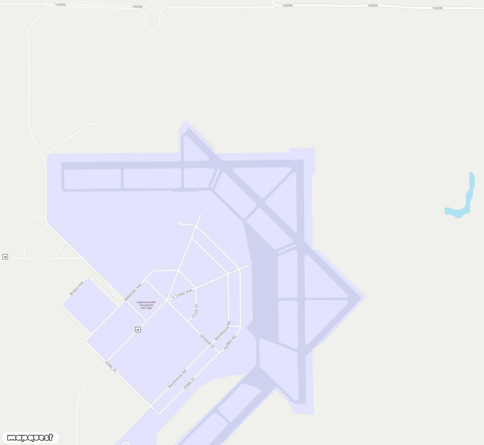 Carte de <span>Aérodrome de </span>Lawrenceville Vincennes<span>(LWV)</span>