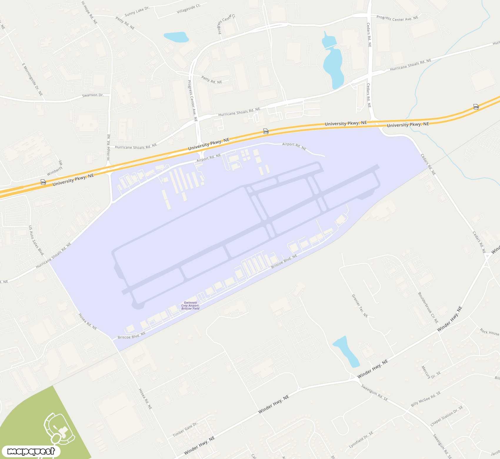 Carte de <span>Aérodrome de </span>Gwinnett County Briscoe Field<span>(LZU)</span>