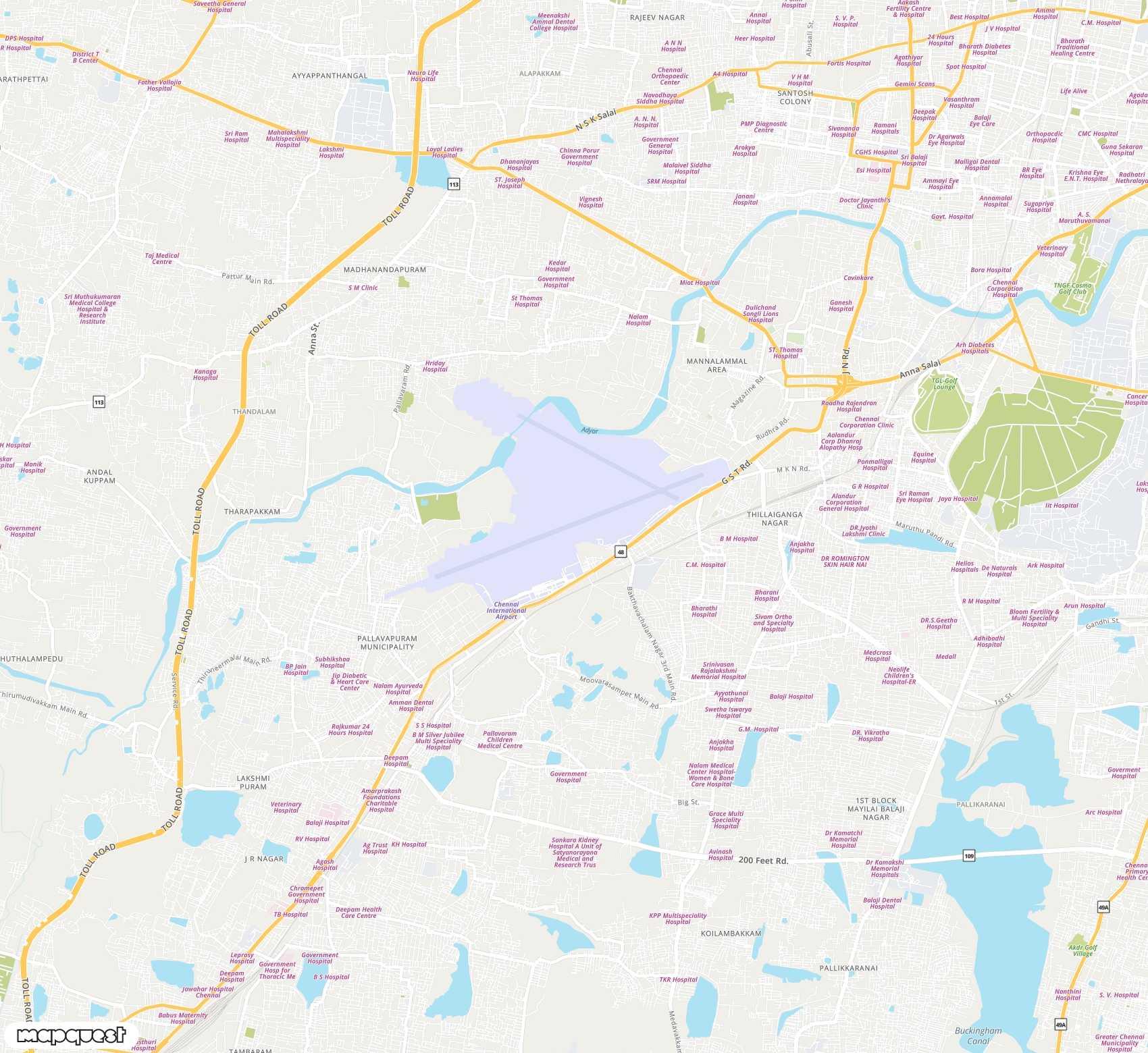 Carte de Chennai <span>international airport (MAA)</span>