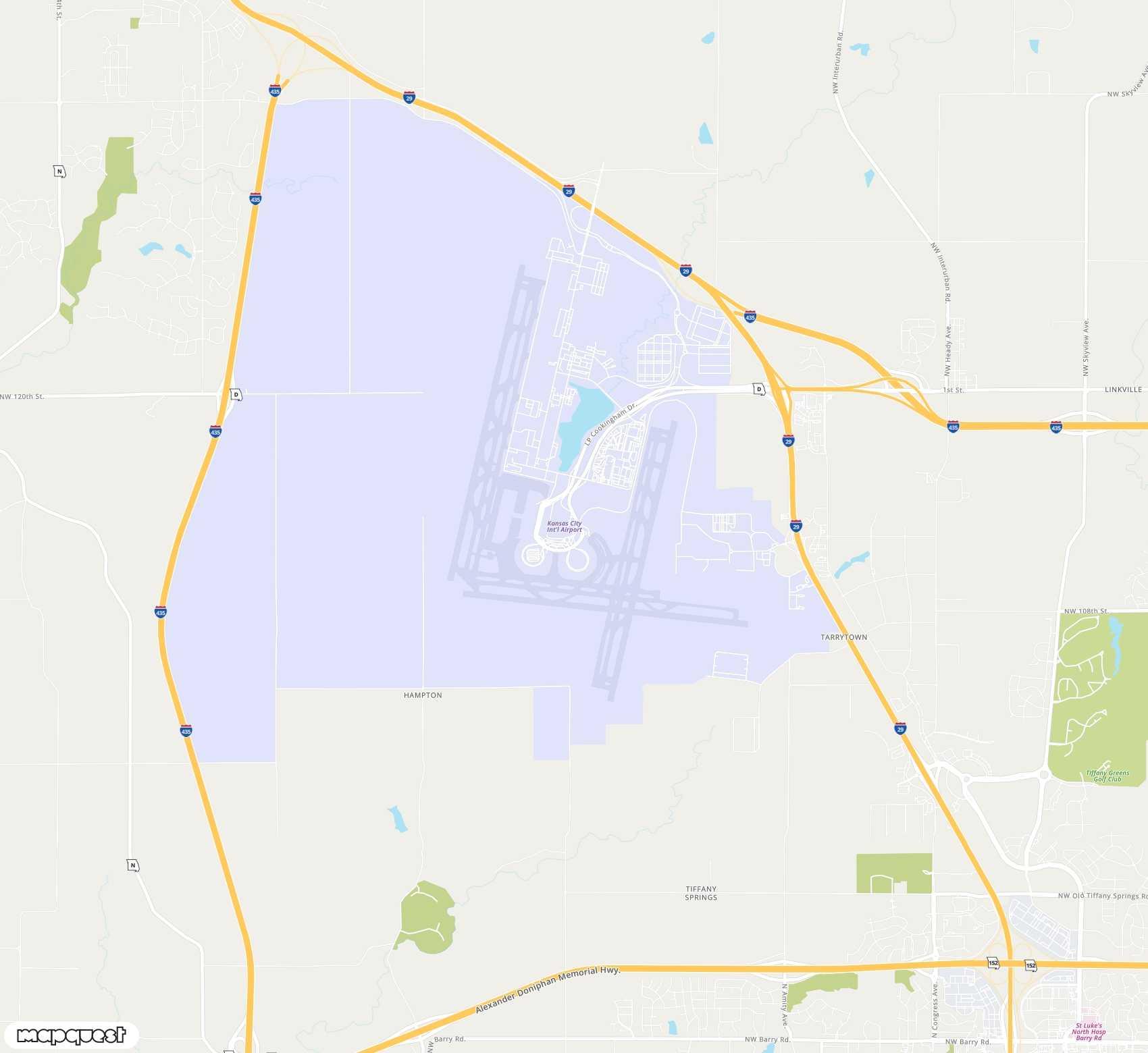 Carte de Kansas City <span>international airport (MCI)</span>
