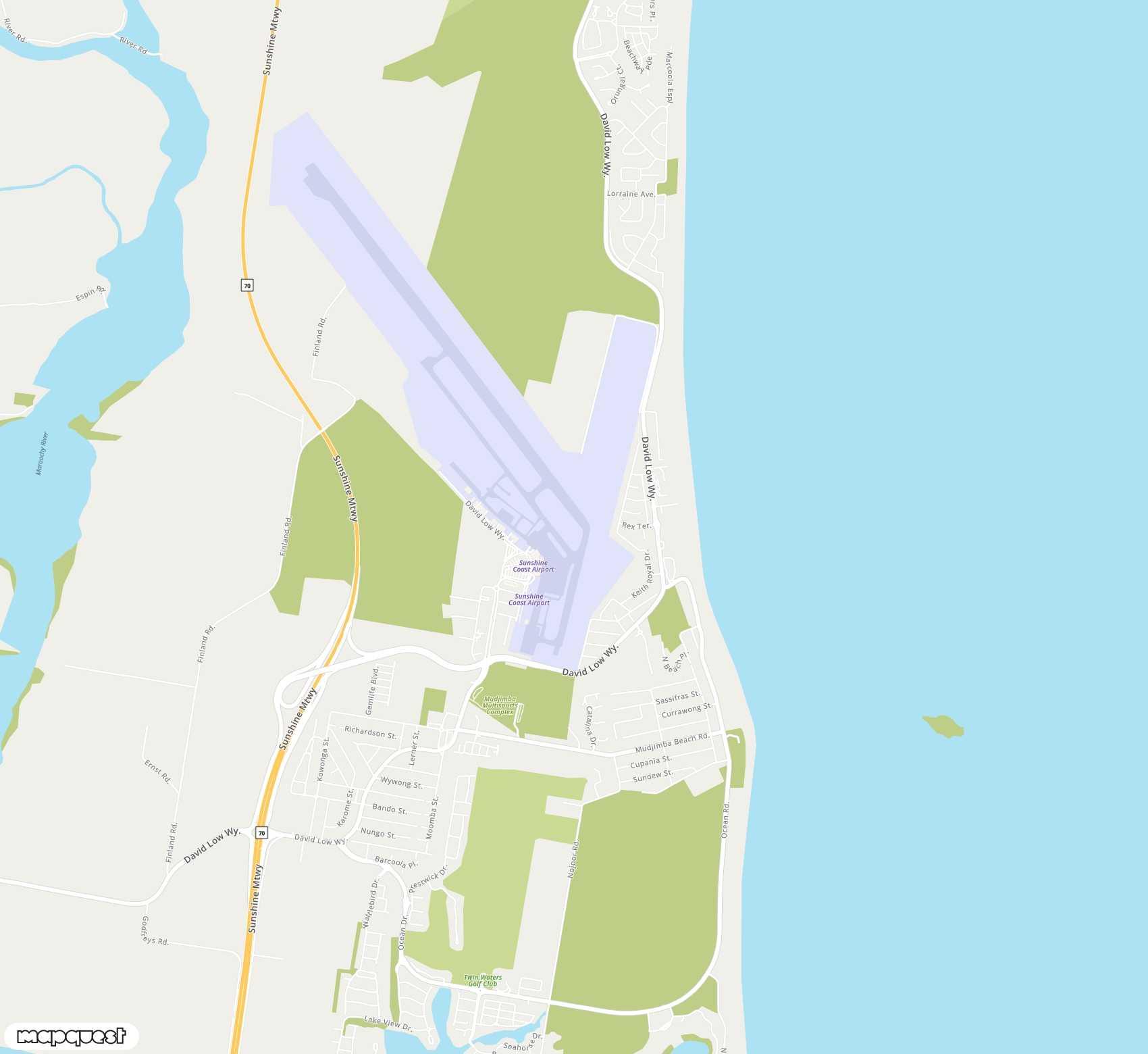 Carte de Sunshine Coast <span>airport (MCY)</span>