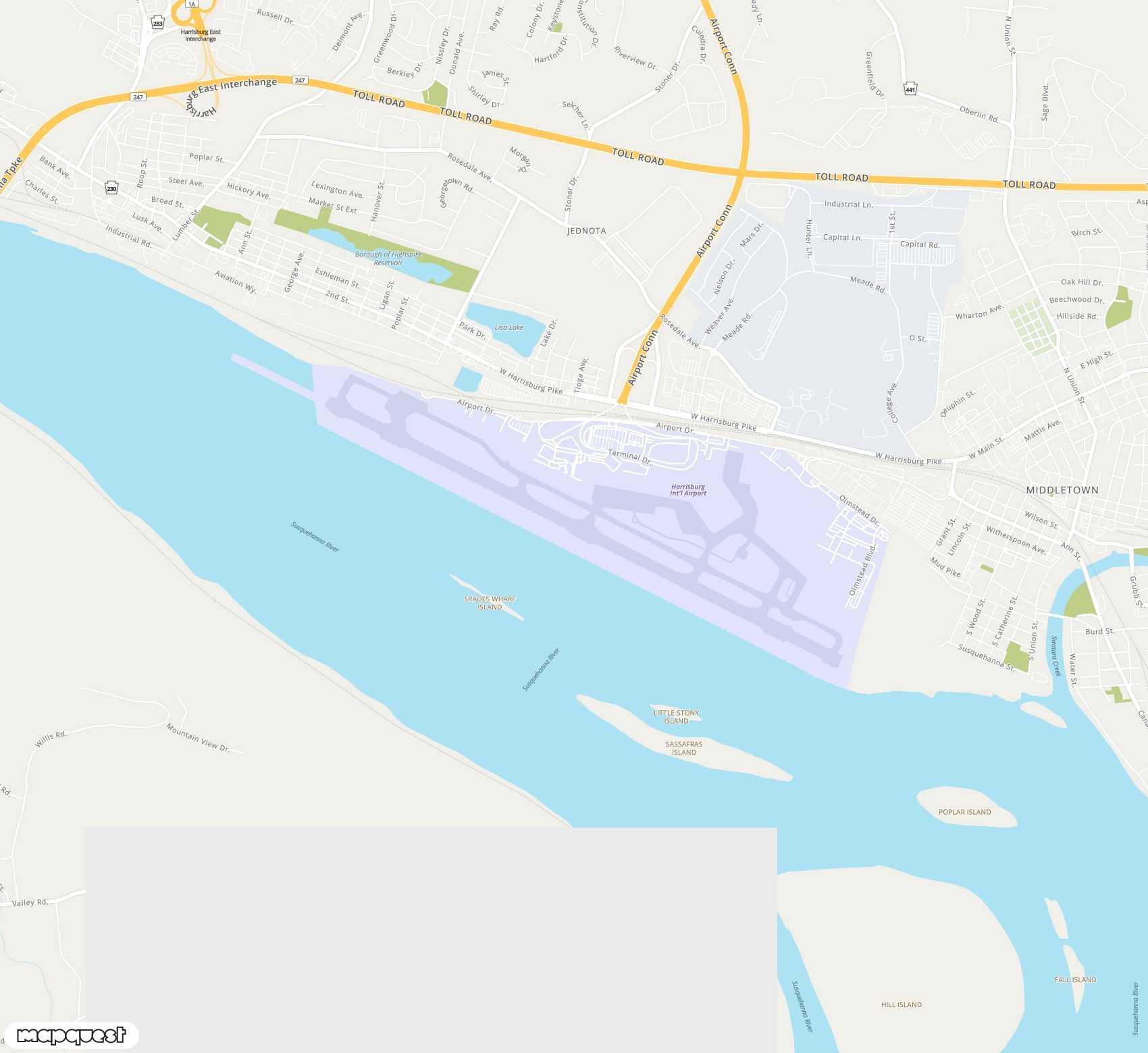 Carte de Harrisburg <span>airport (MDT)</span>