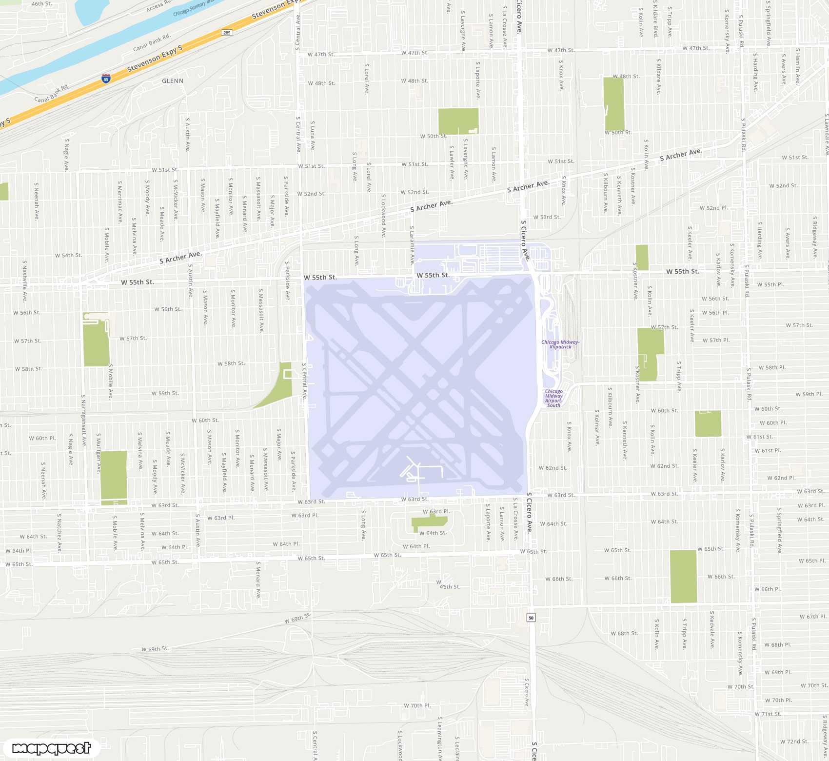 Carte de <span>Aéroport de </span>Chicago Midway<span>(MDW)</span>