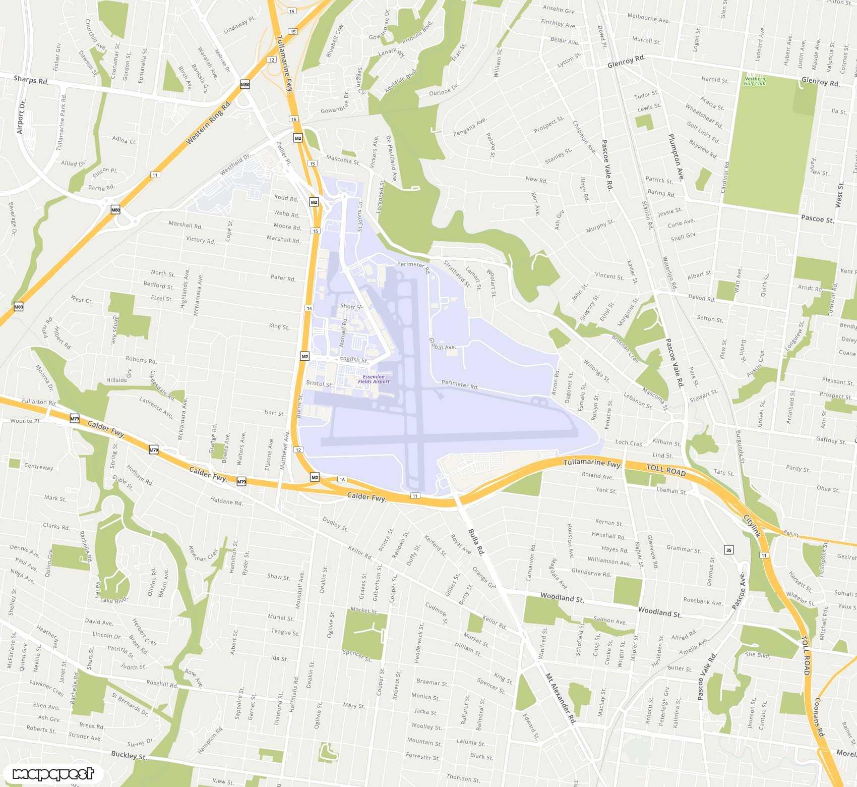 Carte de Melbourne Essendon <span>airport (MEB)</span>