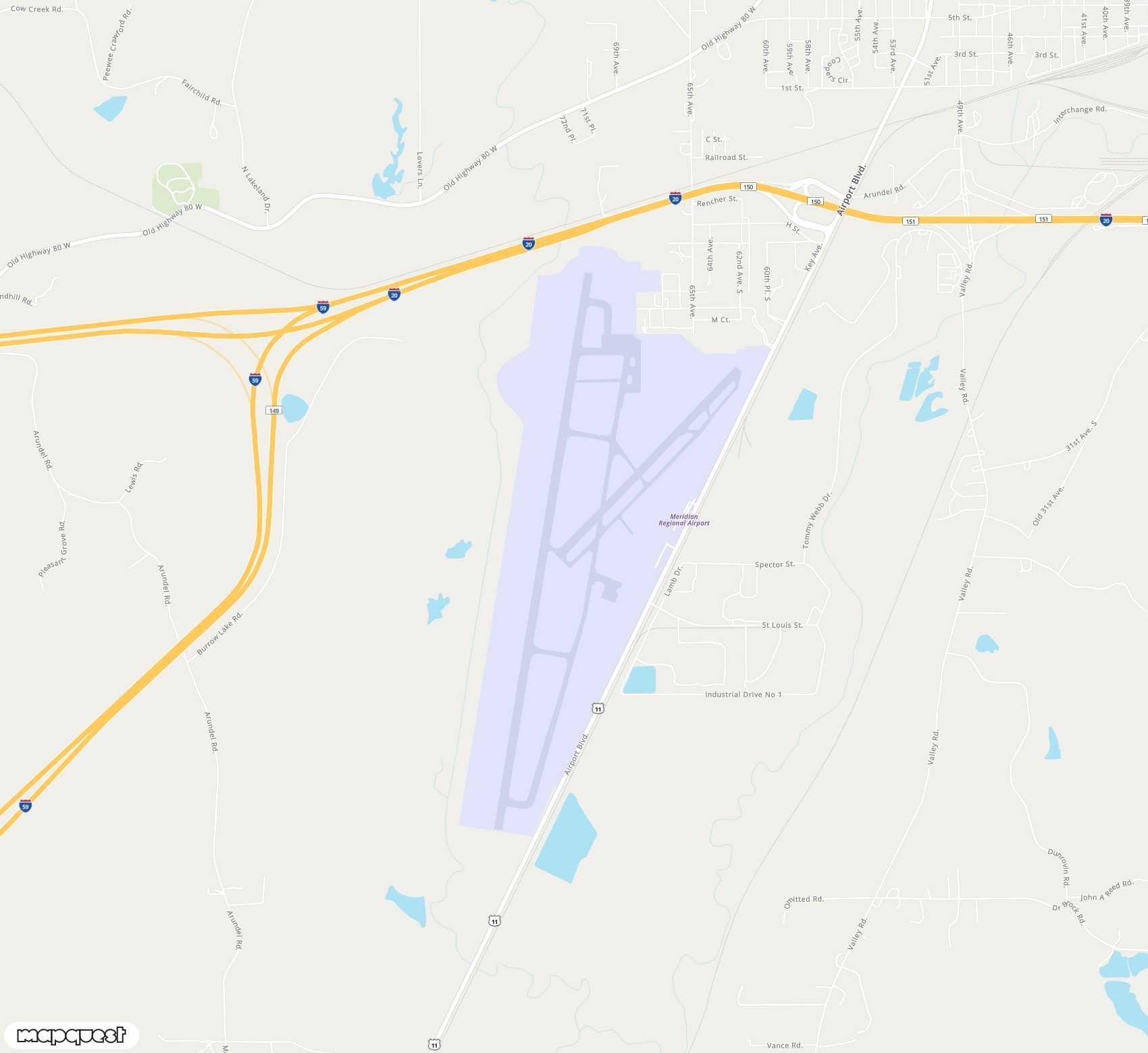 Carte de Key Field / Meridian Regional <span>airport (MEI)</span>