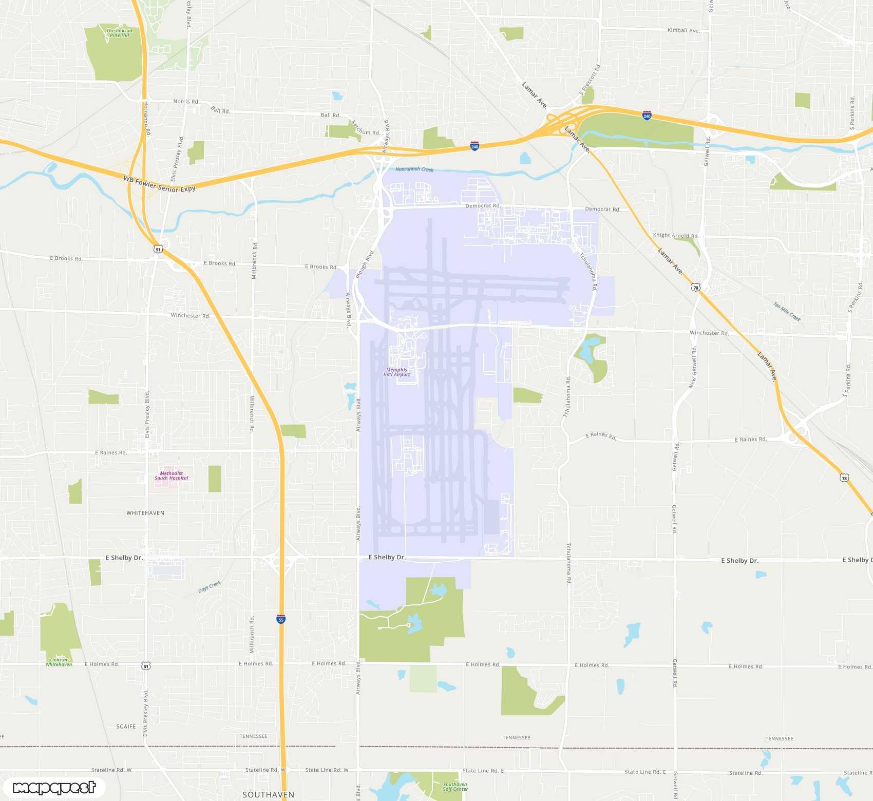 Carte de Memphis <span>international airport (MEM)</span>