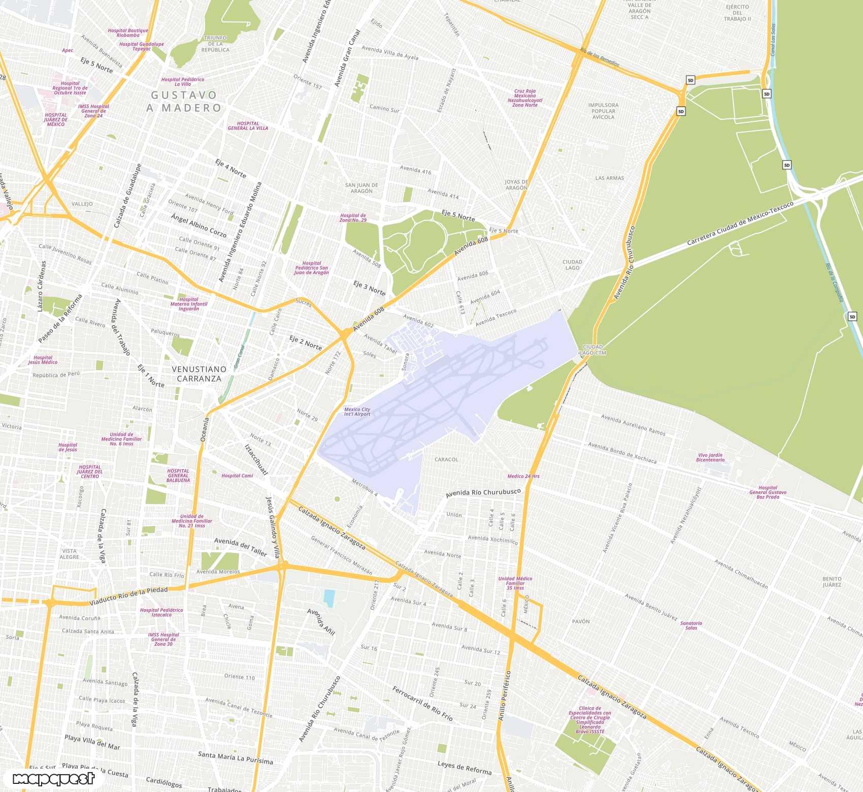 Carte de <span>Aéroport international de </span>Licenciado Benito Juarez<span>(MEX)</span>