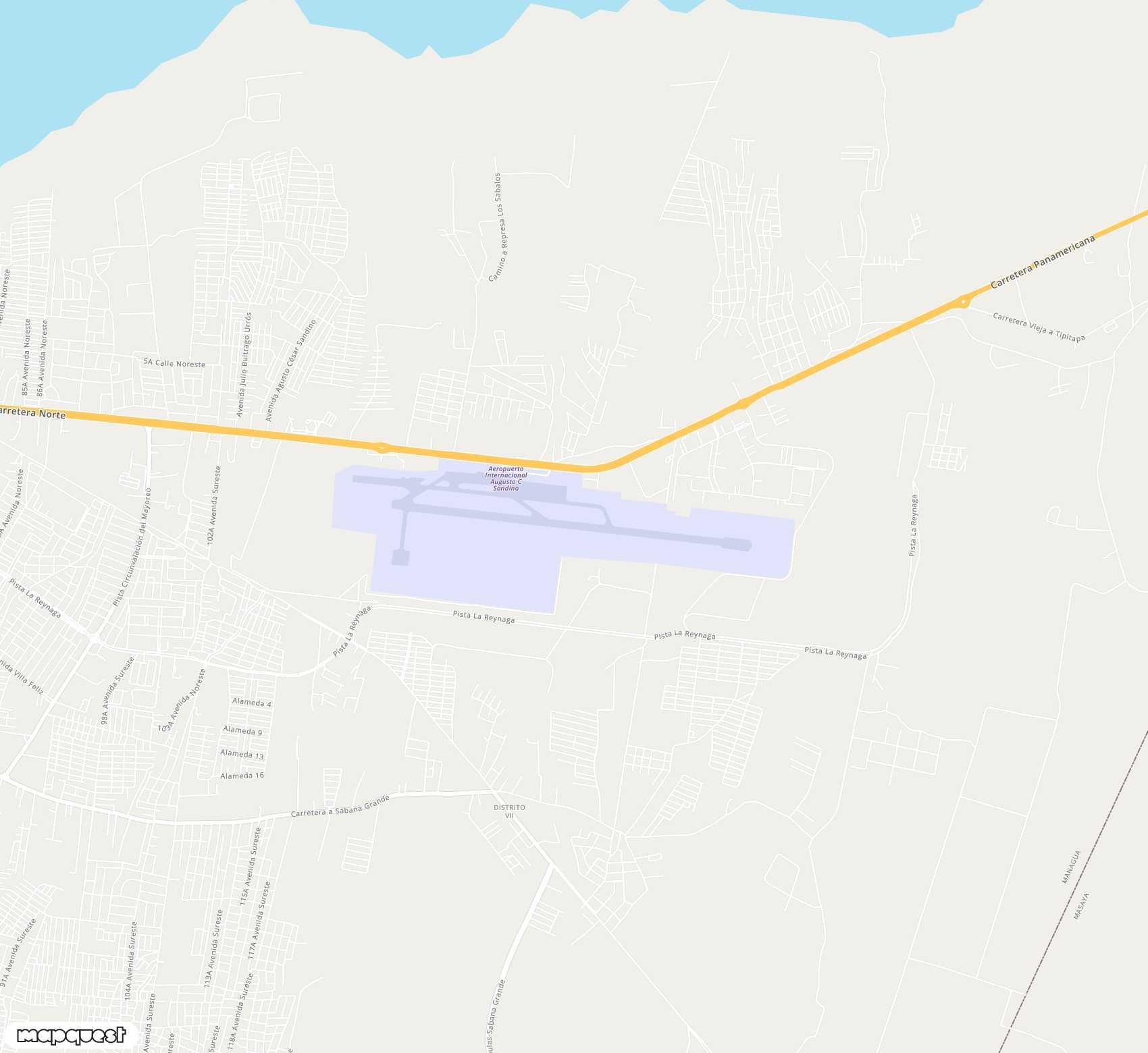 Carte de <span>Aéroport de </span>Augusto C. Sandino (Managua)<span>(MGA)</span>