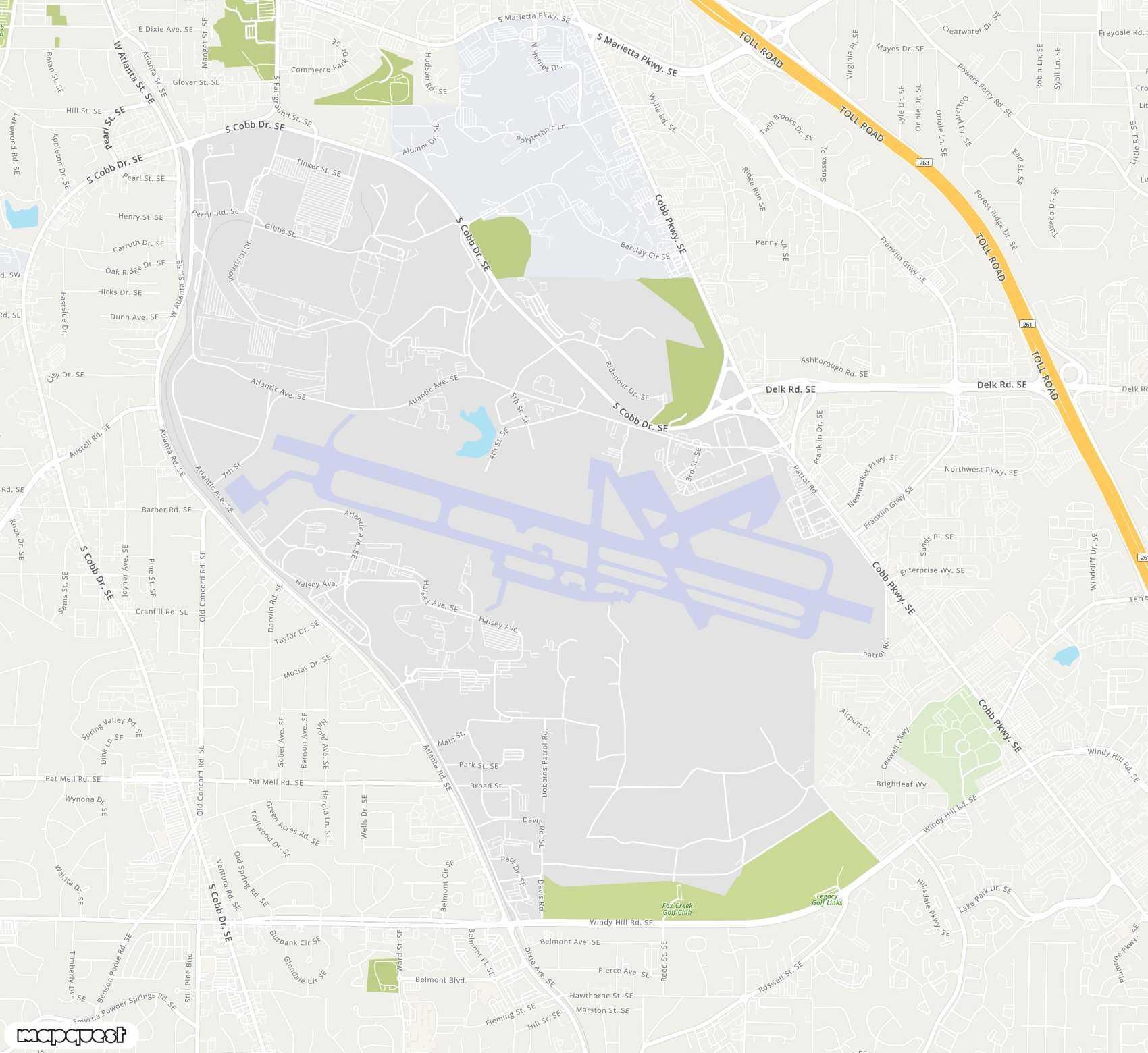 Carte de Dobbins Air Reserve Base <span>airport (MGE)</span>