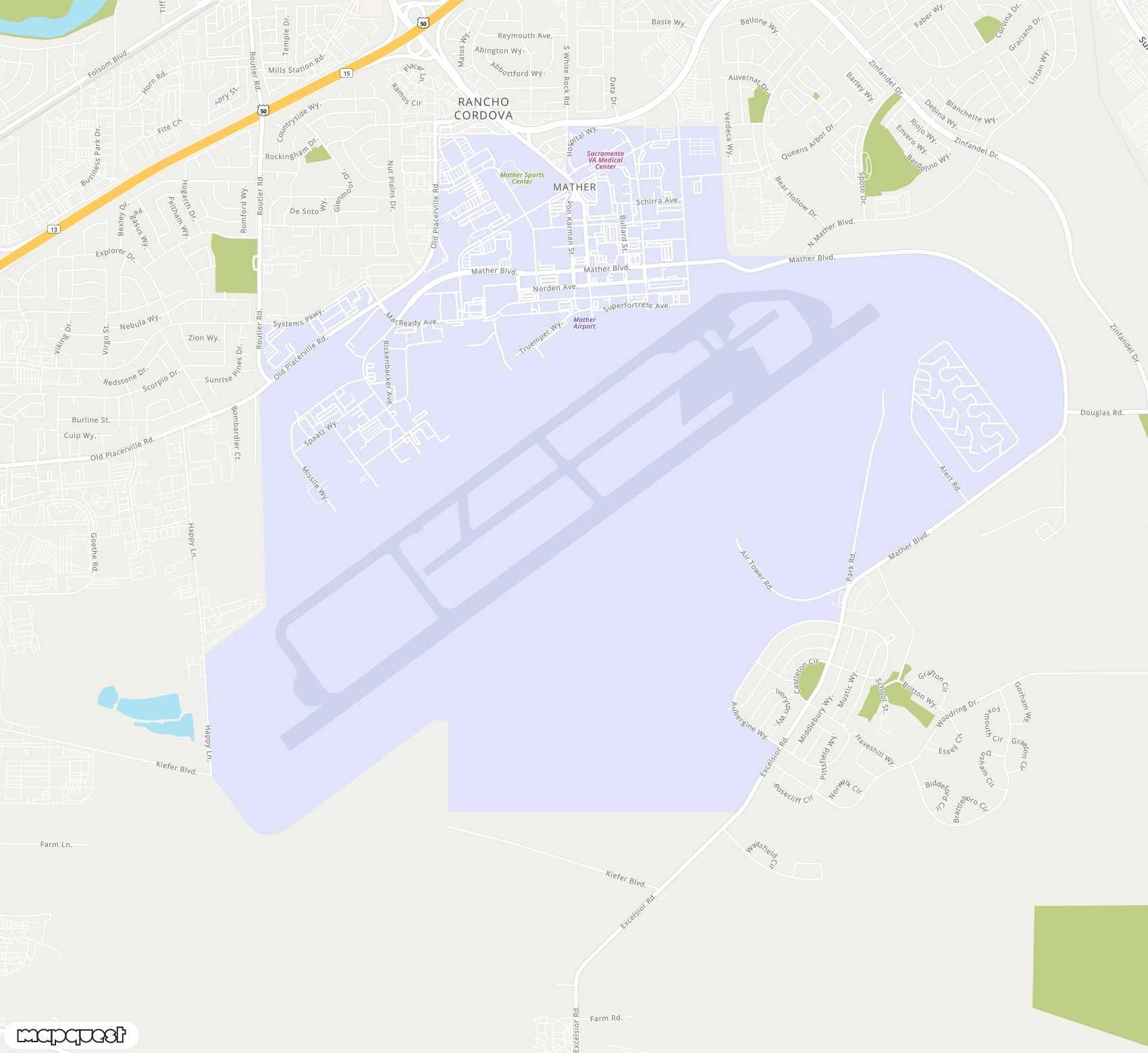 Carte de Sacramento Mather <span>airport (MHR)</span>