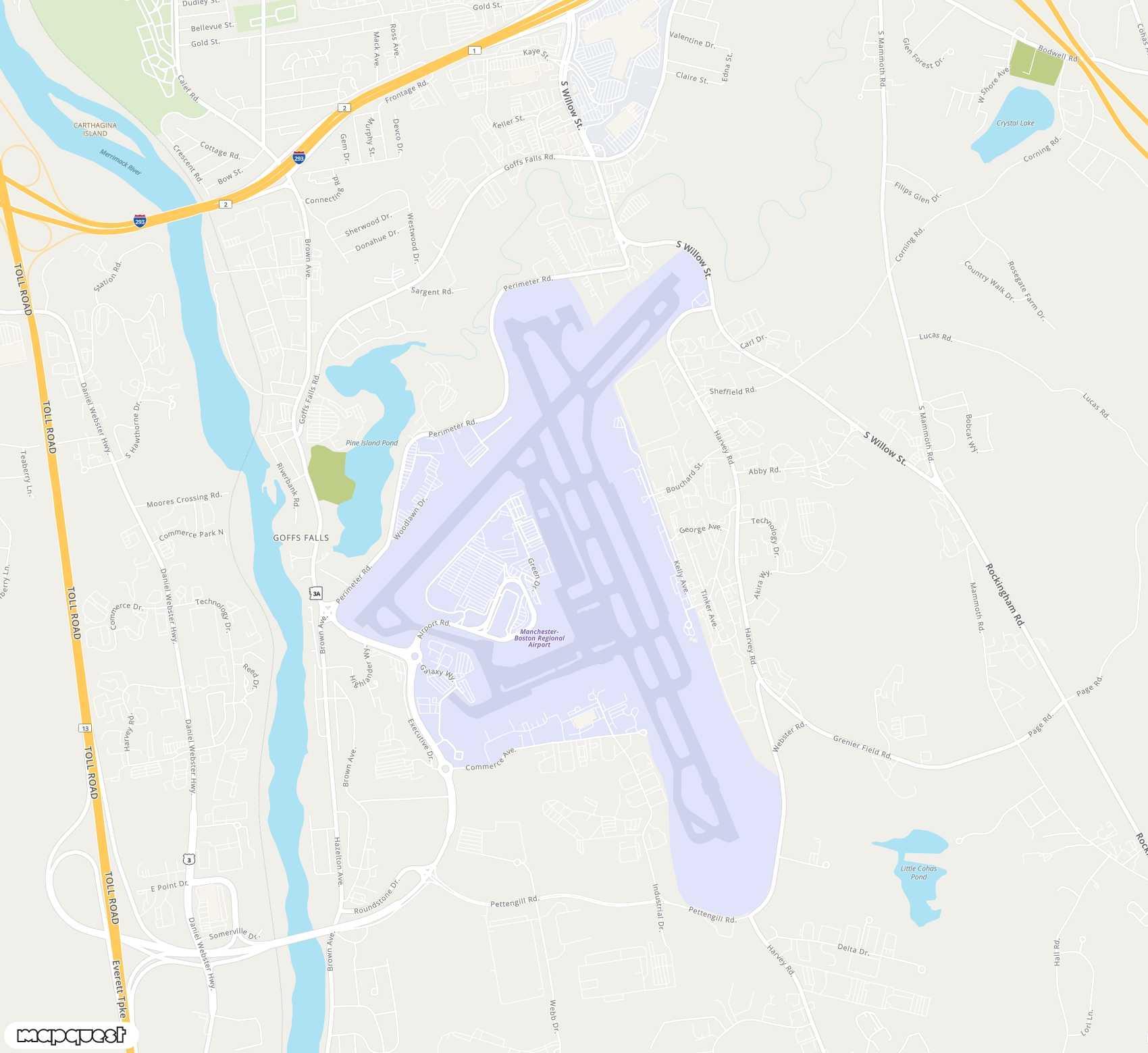 Carte de Manchester-Boston Regional <span>airport (MHT)</span>