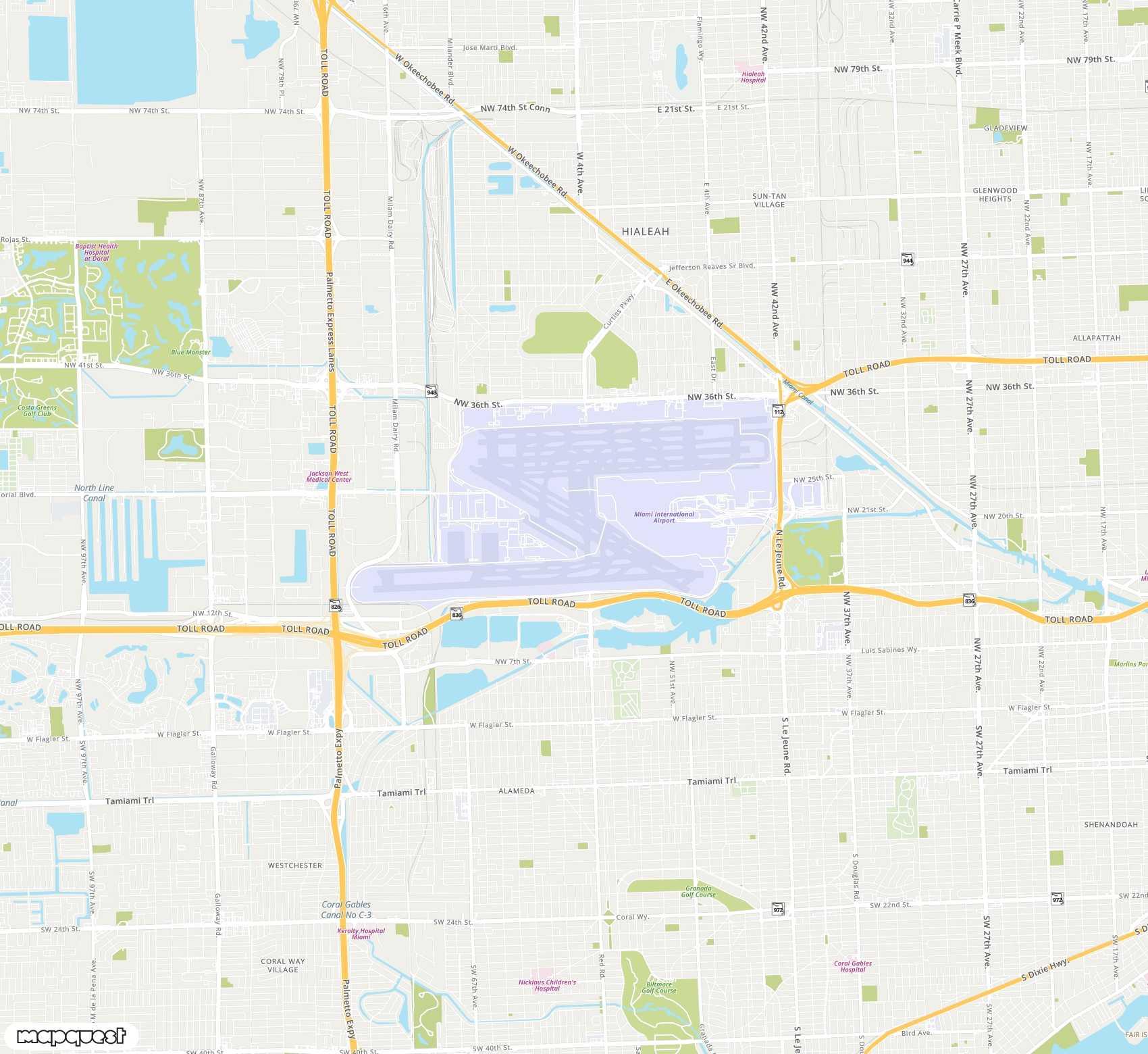 Carte de Miami <span>international airport (MIA)</span>