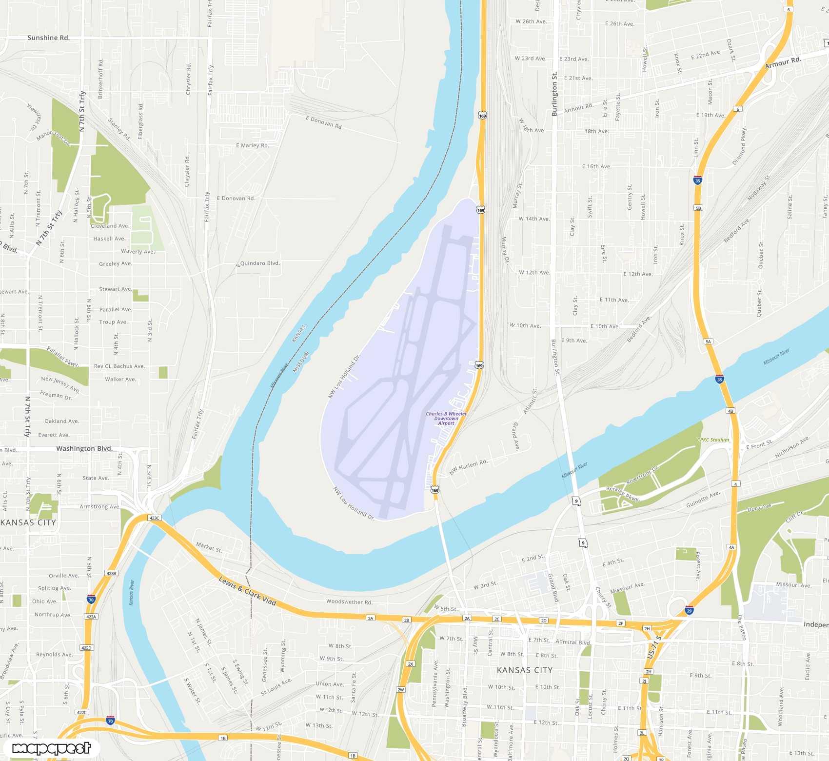 Carte de Charles B. Wheeler Downtown <span>airport (MKC)</span>