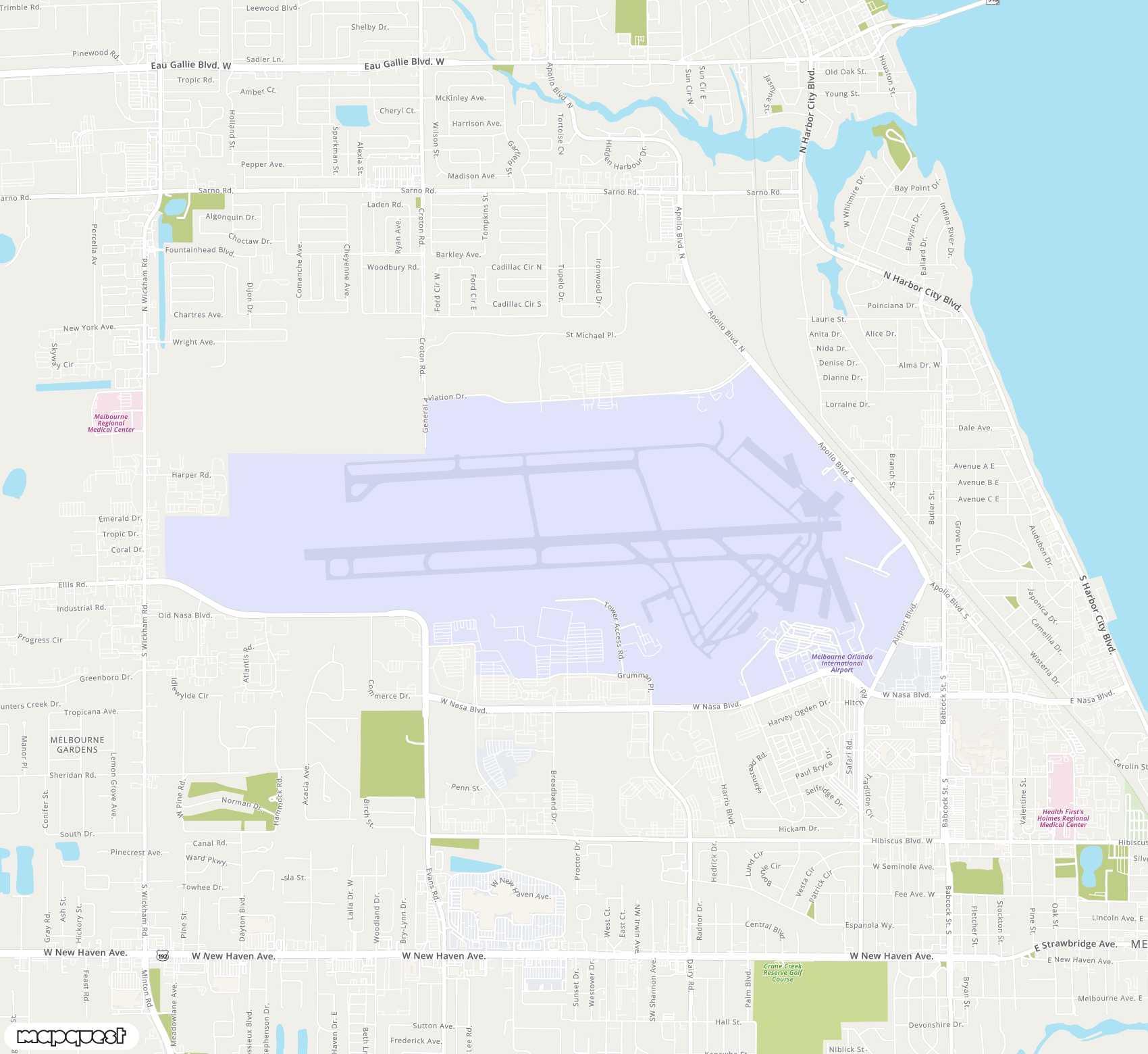 Carte de Melbourne Orlando <span>airport (MLB)</span>