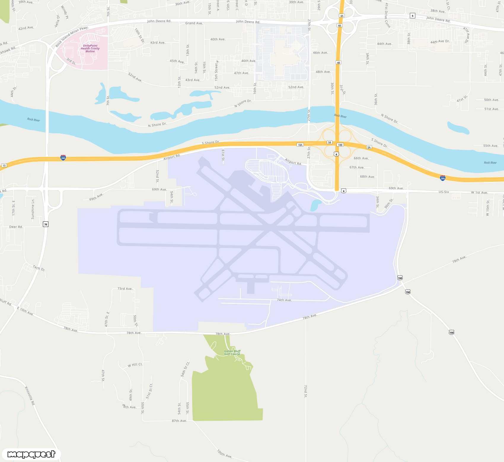 Carte de Quad City <span>airport (MLI)</span>