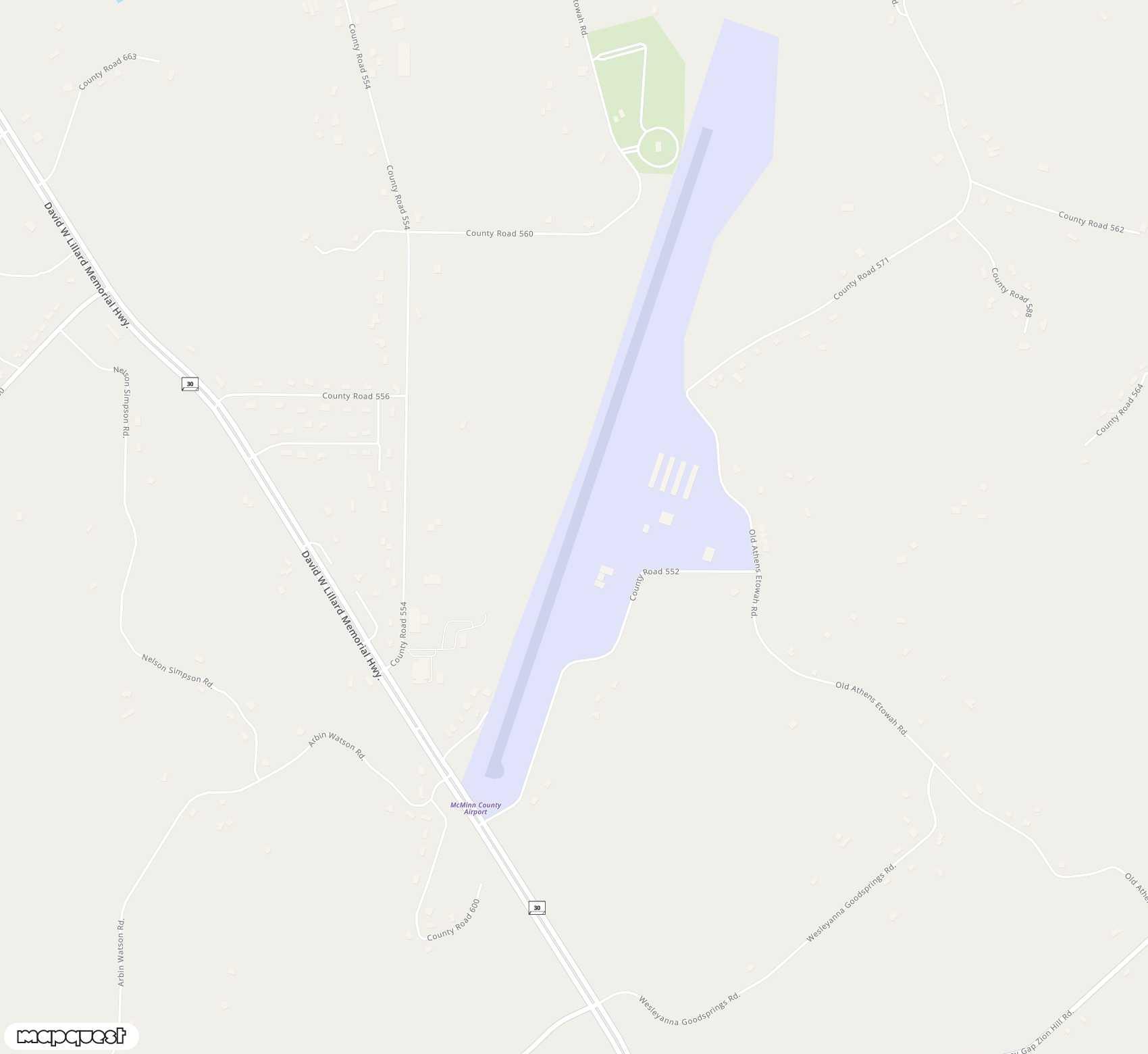 Carte de <span>Aérodrome de </span>McMinn County<span>(MMI)</span>