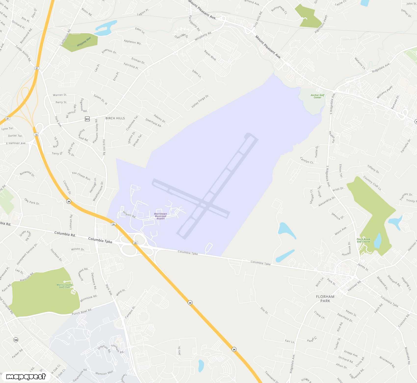 Carte de Morristown Municipal <span>airport (MMU)</span>