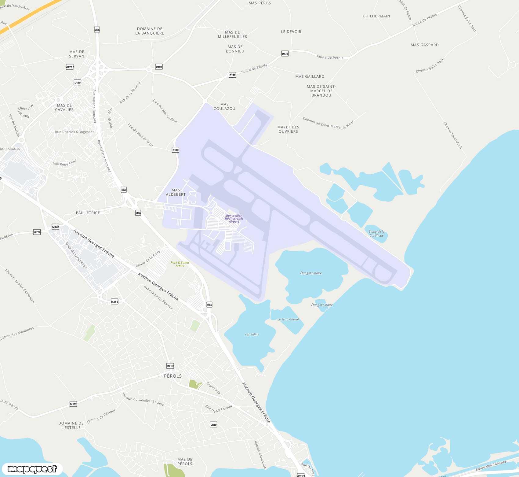 Carte de <span>Aéroport de </span>Montpellier-Méditerranée<span>(MPL)</span>