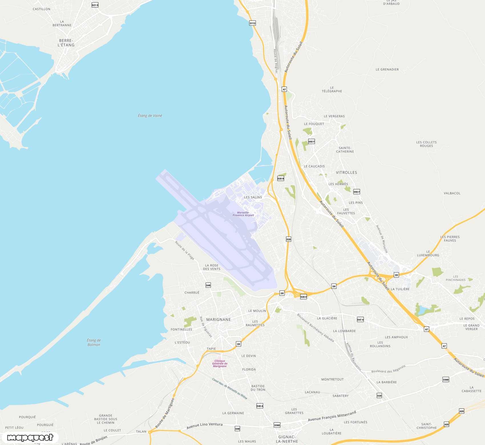 Carte de <span>Aéroport international de </span>Marseille Provence<span>(MRS)</span>