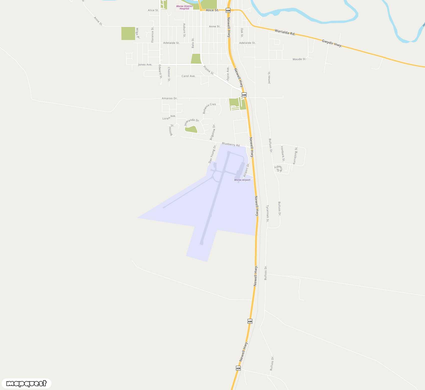 Carte de Moree <span>airport (MRZ)</span>