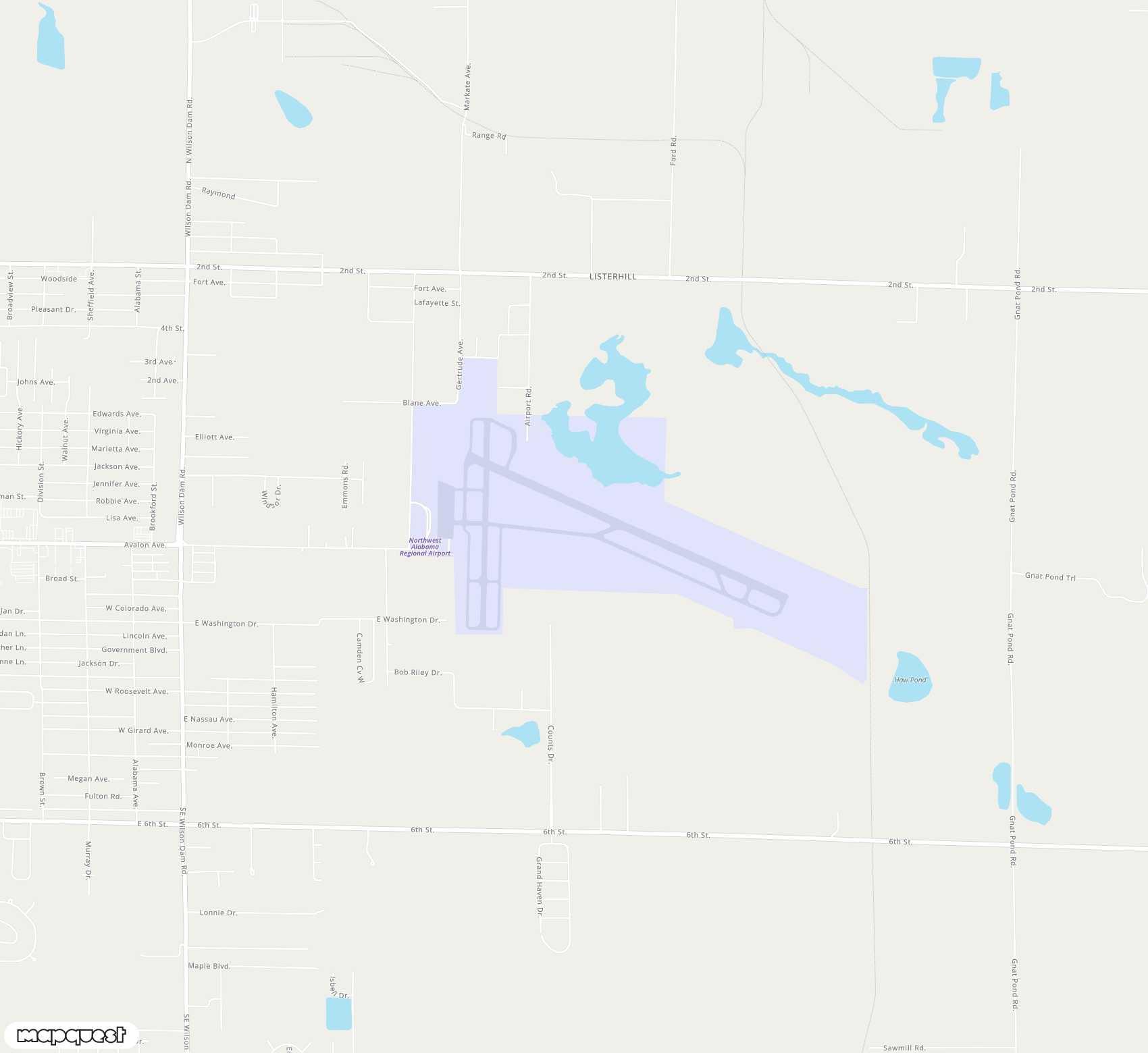 Carte de <span>Aéroport de </span>Northwest Alabama Regional<span>(MSL)</span>