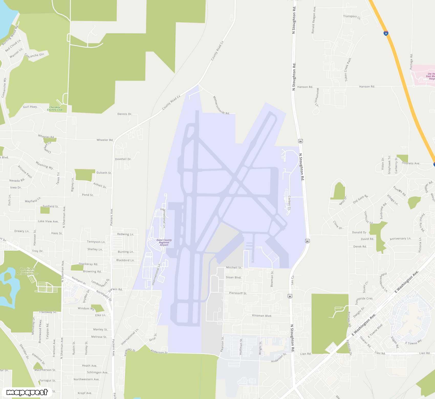 Carte de Dane County Regional Truax Field <span>airport (MSN)</span>