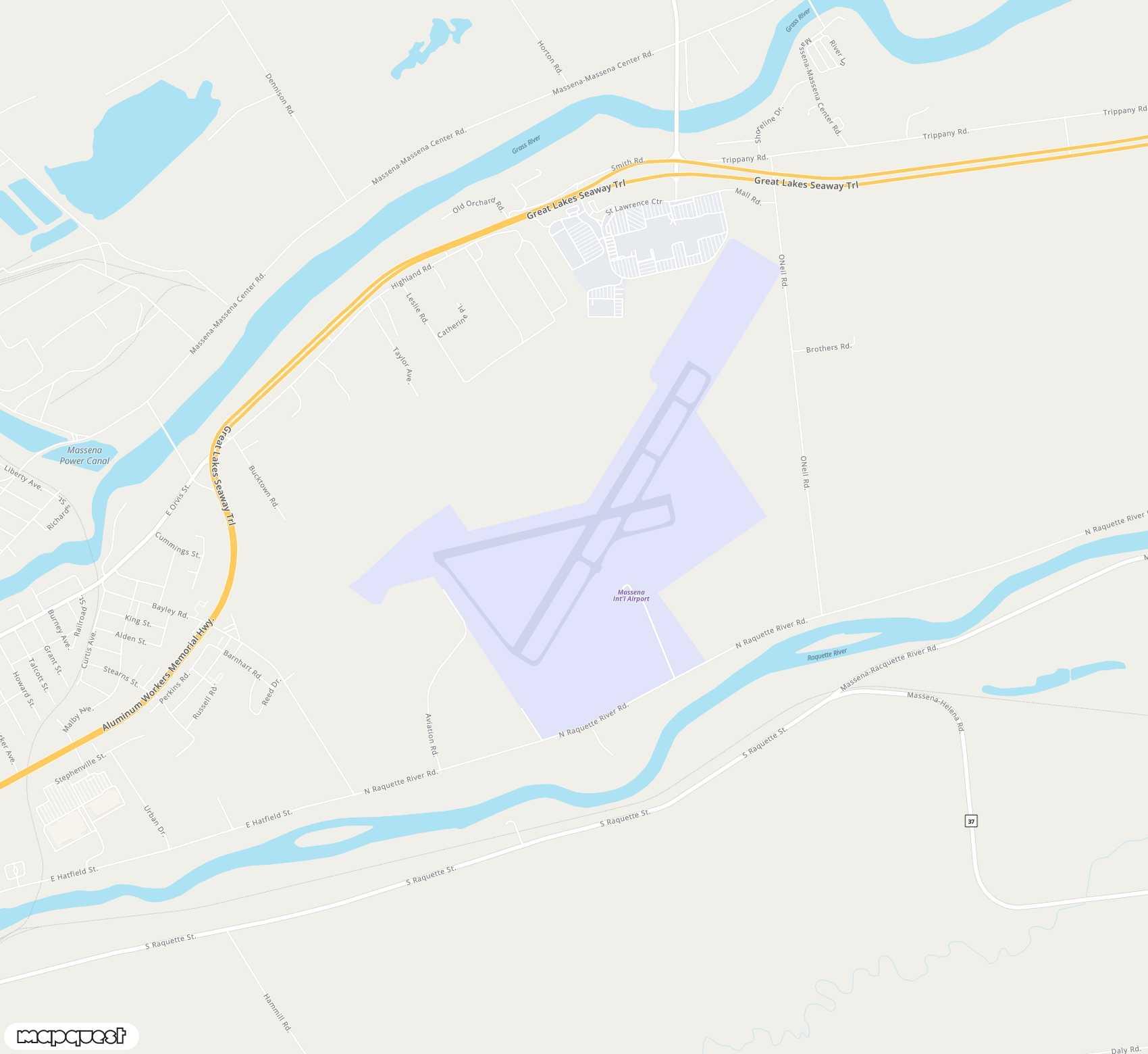 Carte de Massena Richards Field <span>airport (MSS)</span>
