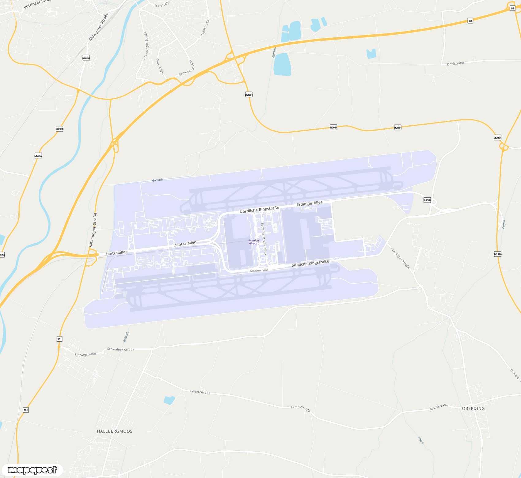 Carte de <span>Aéroport international de </span>Munich<span>(MUC)</span>