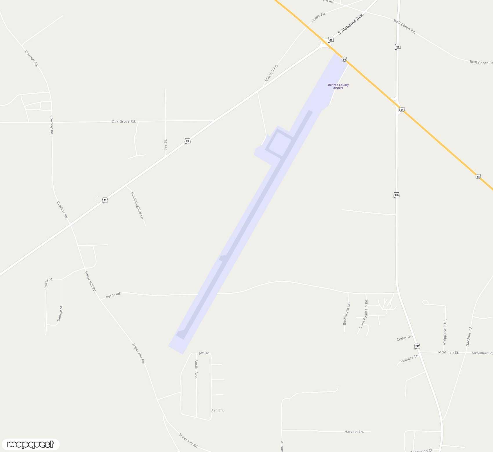 Carte de <span>Aérodrome de </span>Monroe County Aeroplex<span>(MVC)</span>