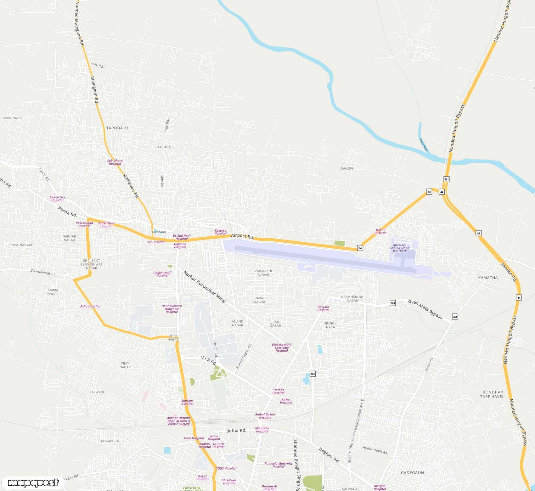 Carte de Nanded <span>airport (NDC)</span>