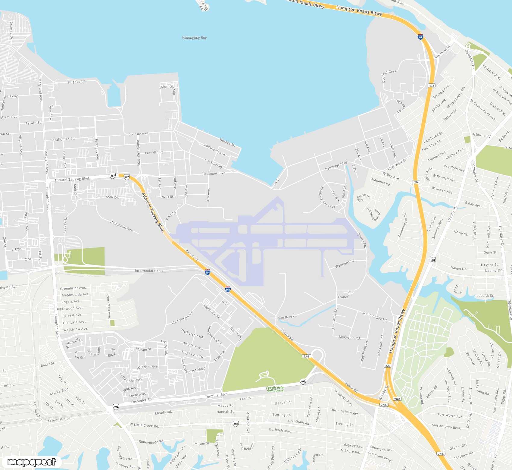 Carte de <span>Aéroport de </span>Norfolk Naval Station (Chambers Field)<span>(NGU)</span>