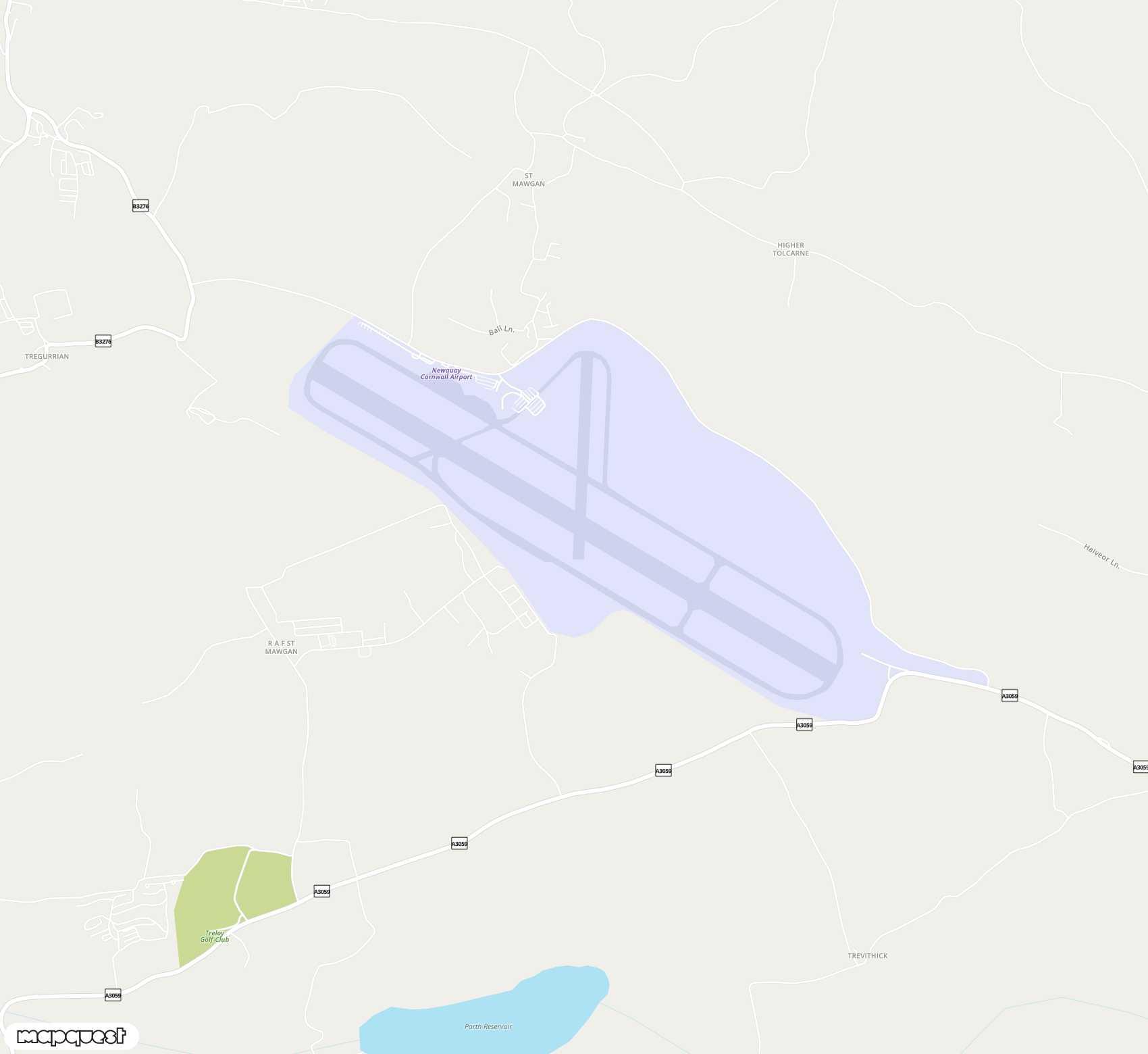 Carte de Newquay Cornwall <span>airport (NQY)</span>