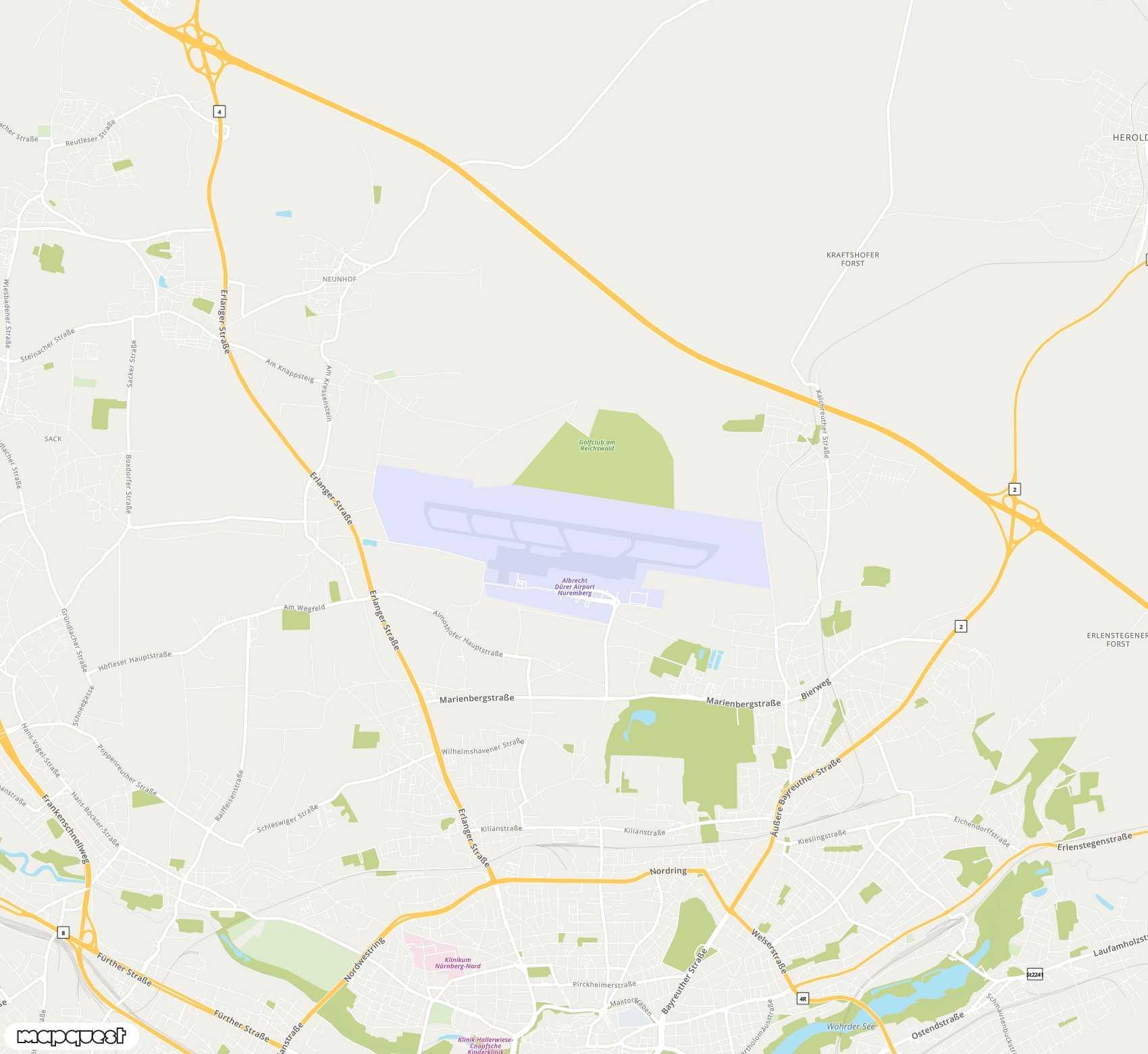 Carte de Nuremberg <span>international airport (NUE)</span>