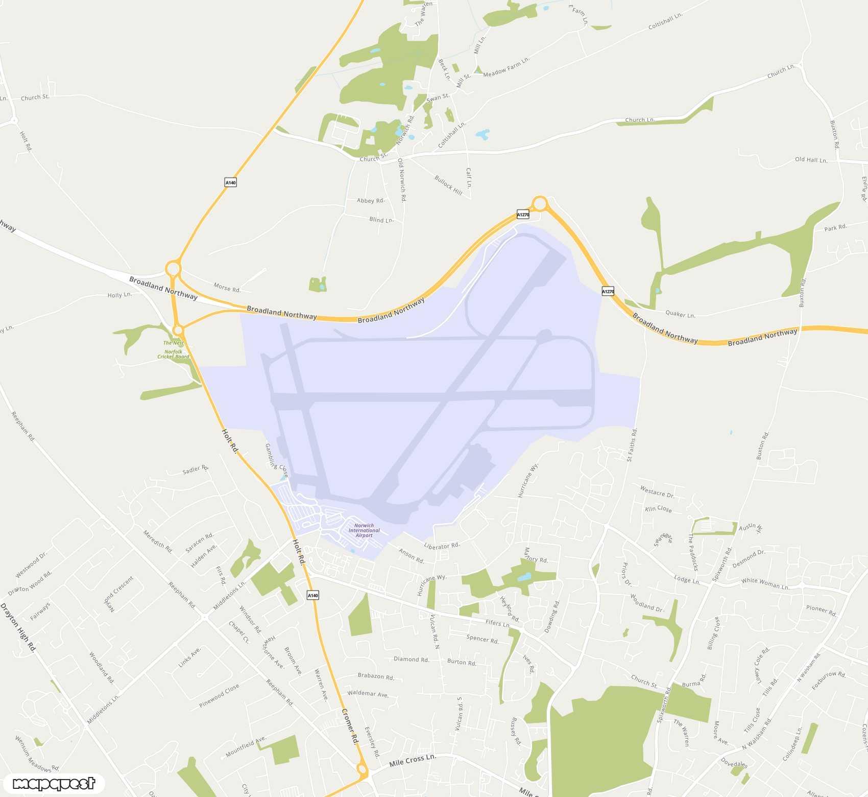 Carte de Norwich <span>airport (NWI)</span>