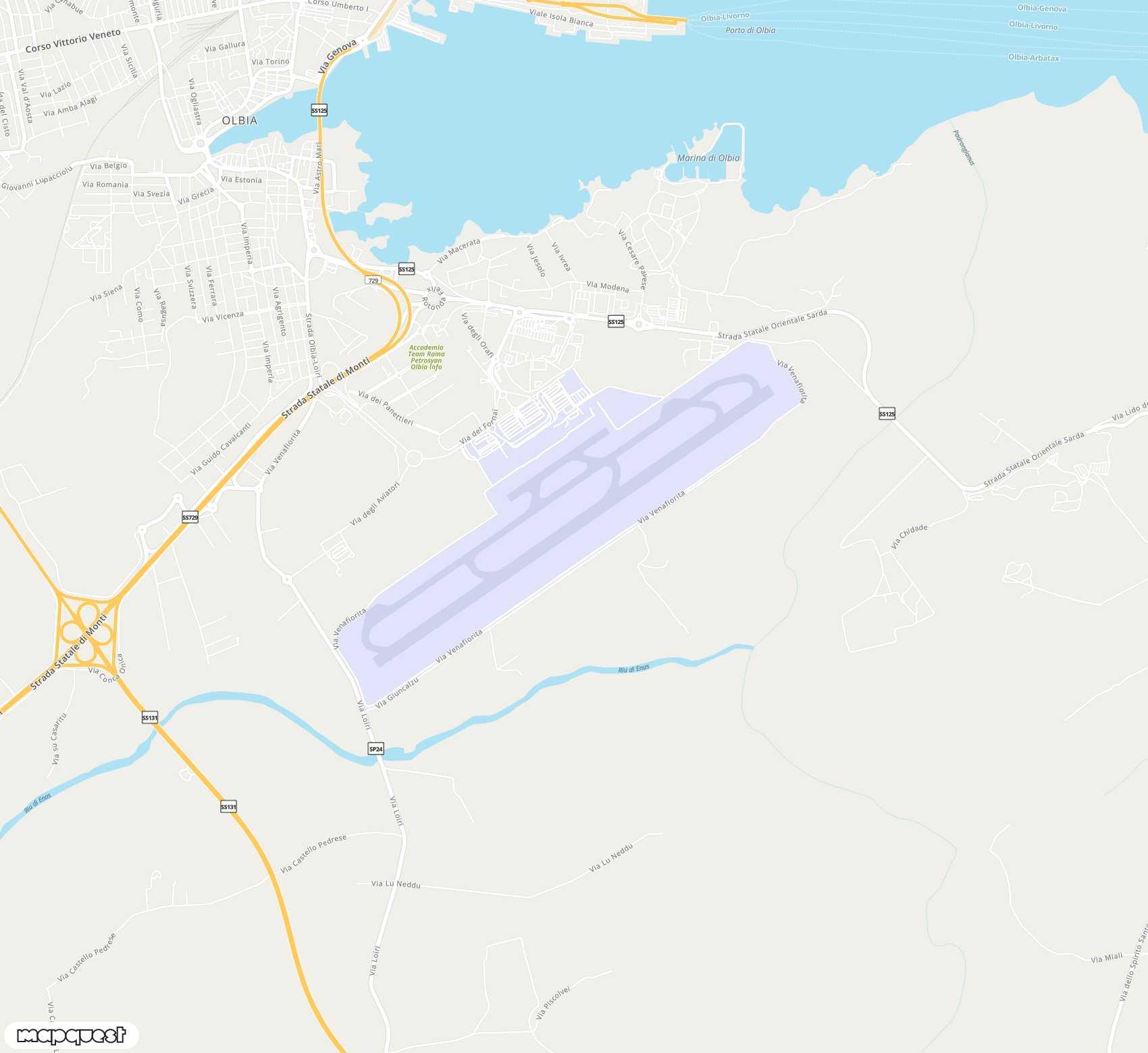 Carte de <span>Aéroport de </span>Olbia Costa Smeralda<span>(OLB)</span>
