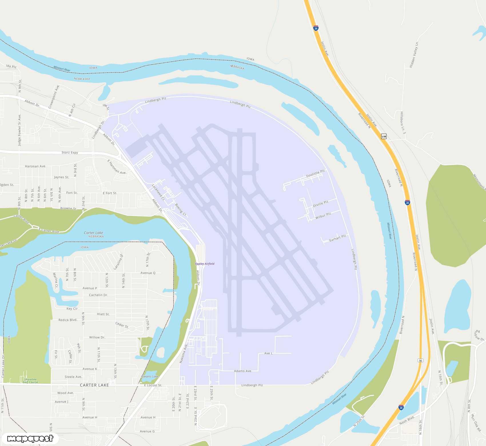 Carte de <span>Aéroport de </span>Eppley Airfield<span>(OMA)</span>