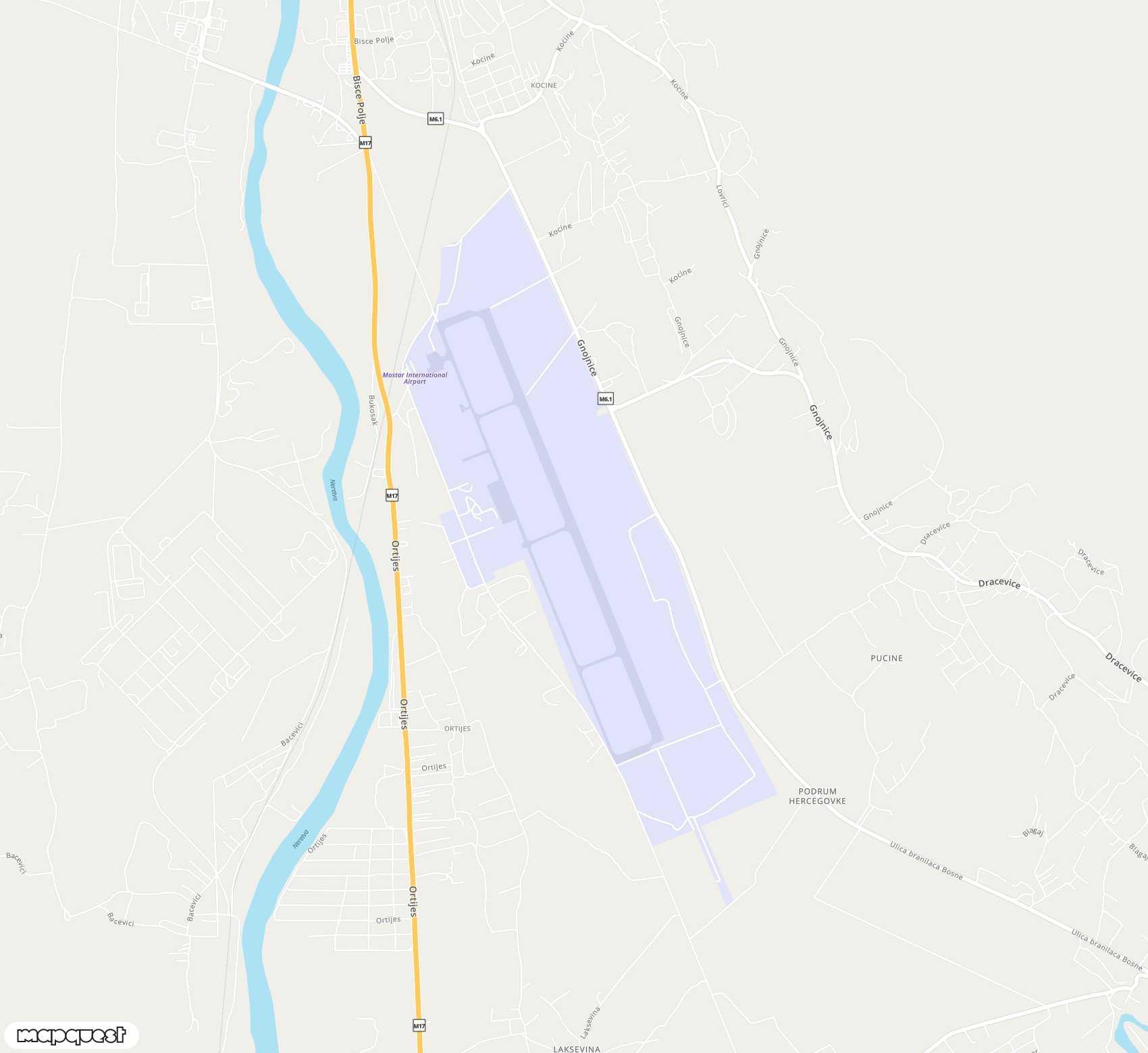 Carte de Mostar <span>airport (OMO)</span>