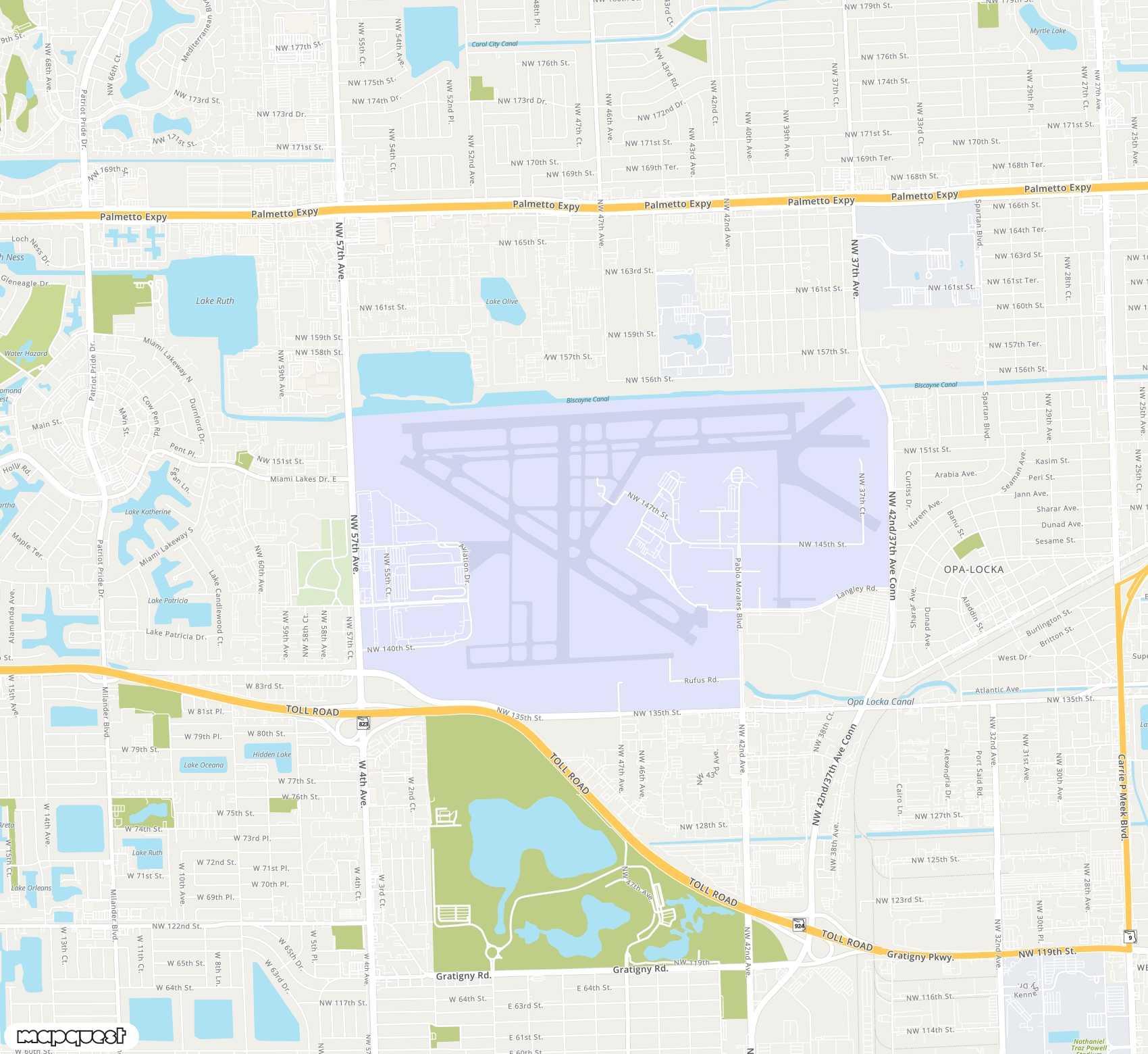 Carte de Miami-Opa Locka Executive <span>airport (OPF)</span>