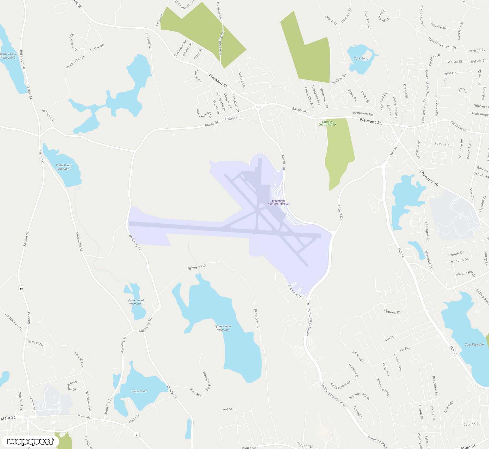 Carte de Worcester Regional <span>airport (ORH)</span>