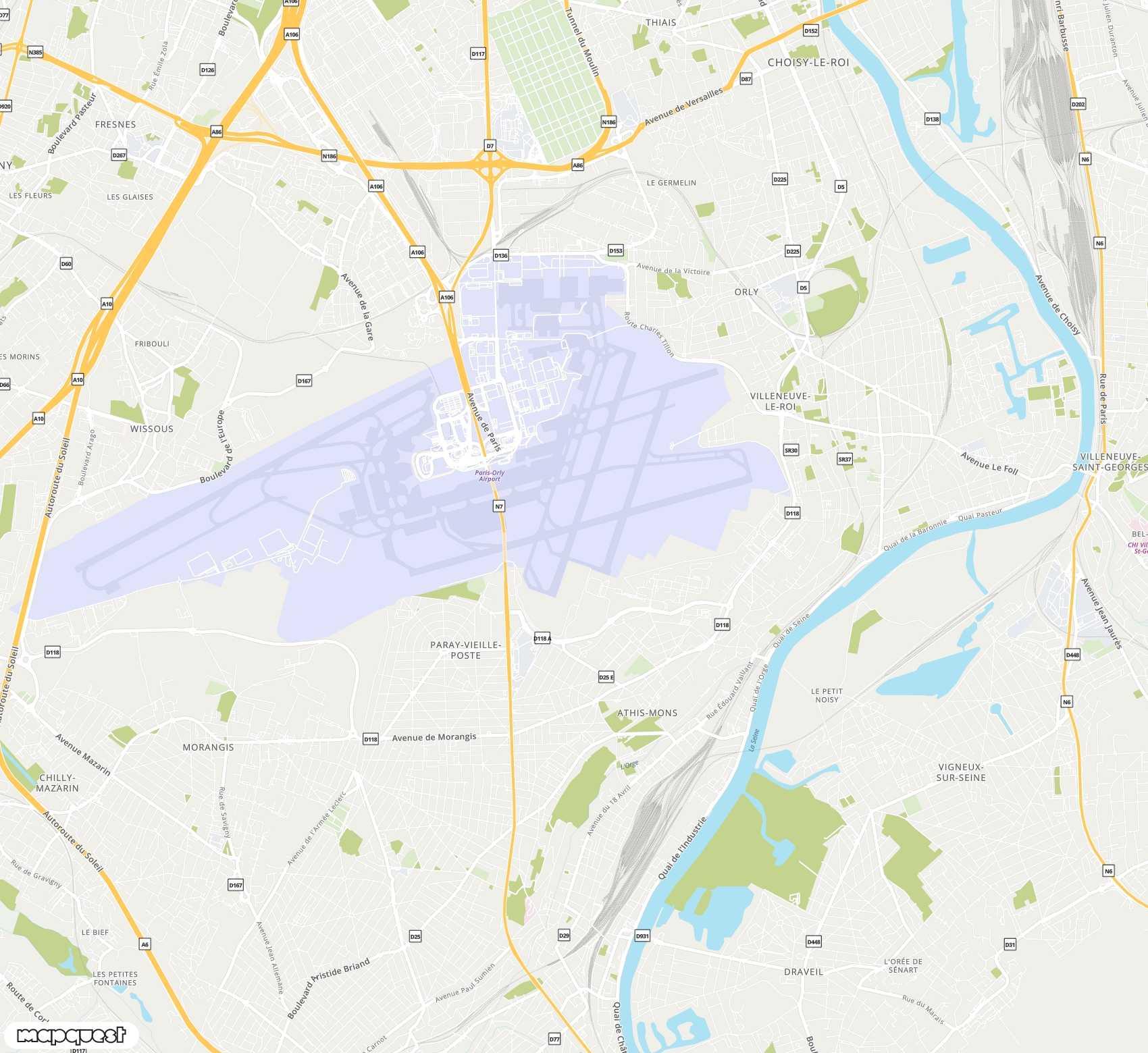 Carte de Paris-Orly <span>international airport (ORY)</span>