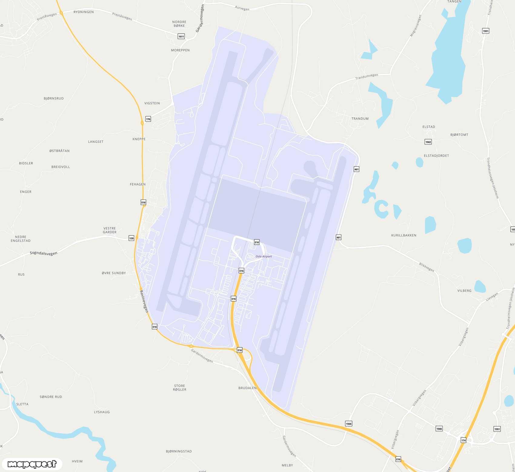 Carte de Oslo, Gardermoen <span>international airport (OSL)</span>