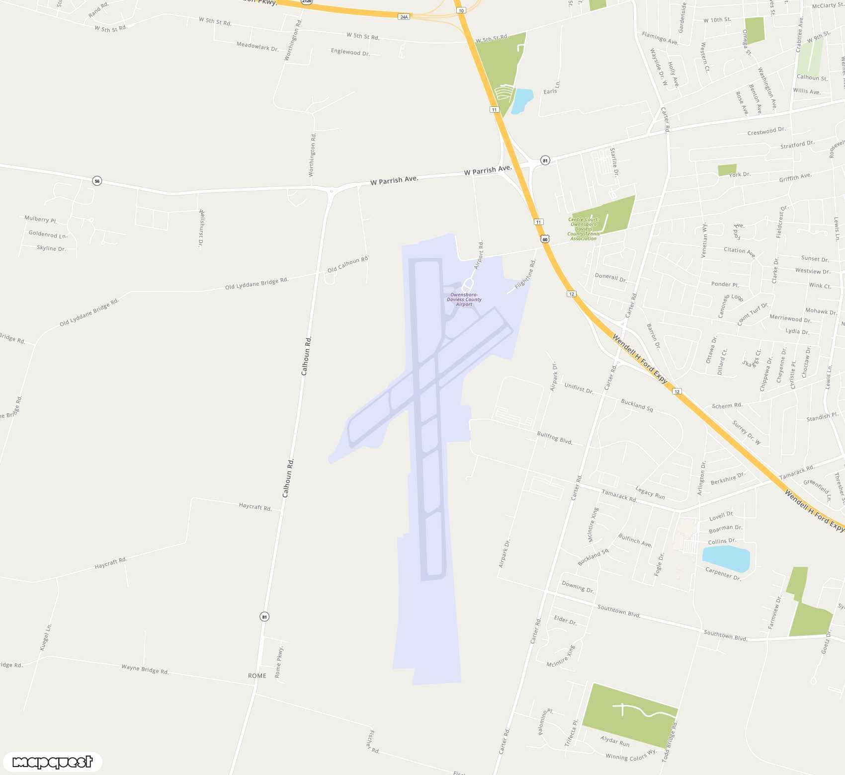 Carte de <span>Aéroport de </span>Owensboro Daviess County<span>(OWB)</span>