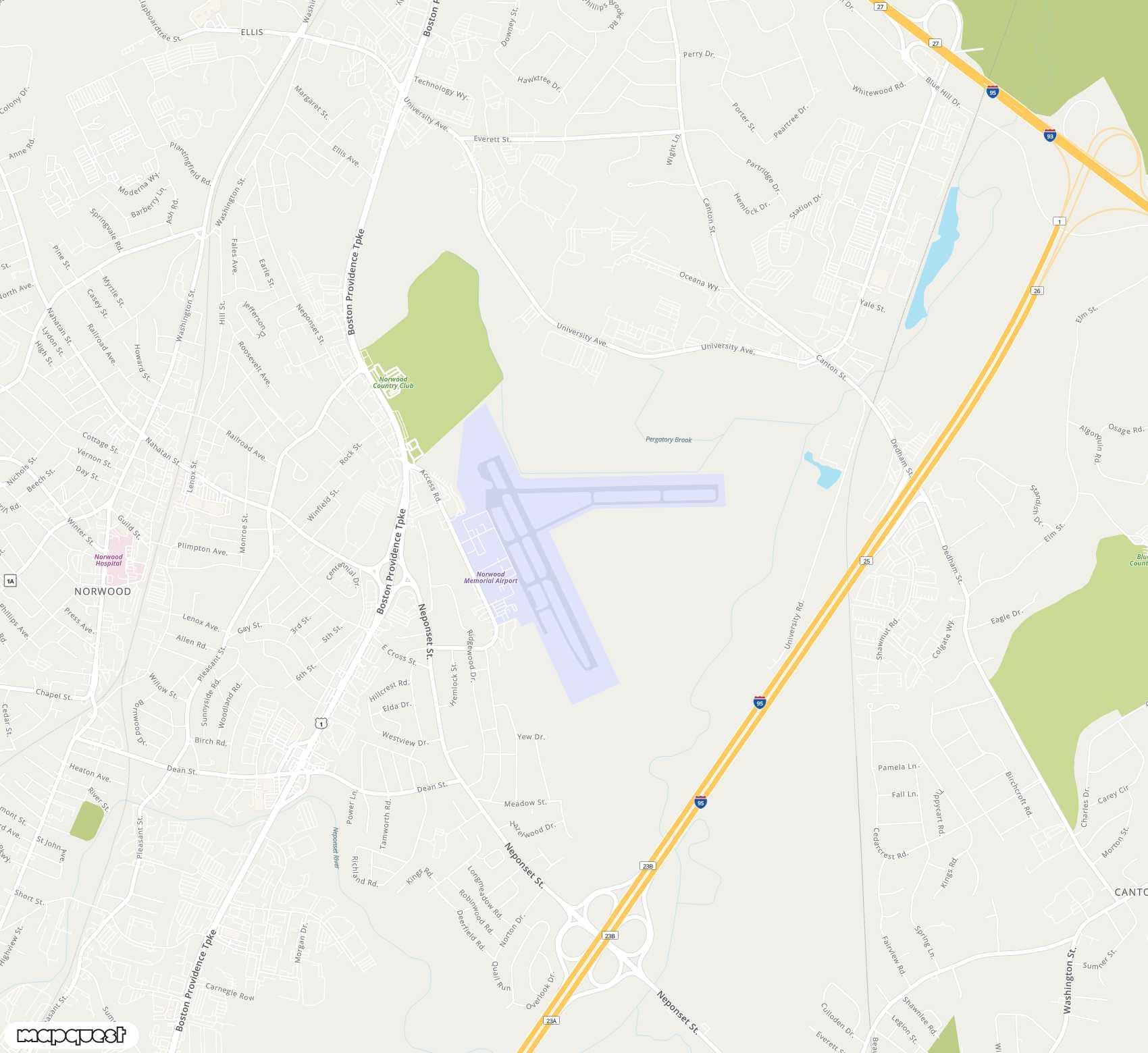 Carte de Norwood Memorial <span>airport (OWD)</span>