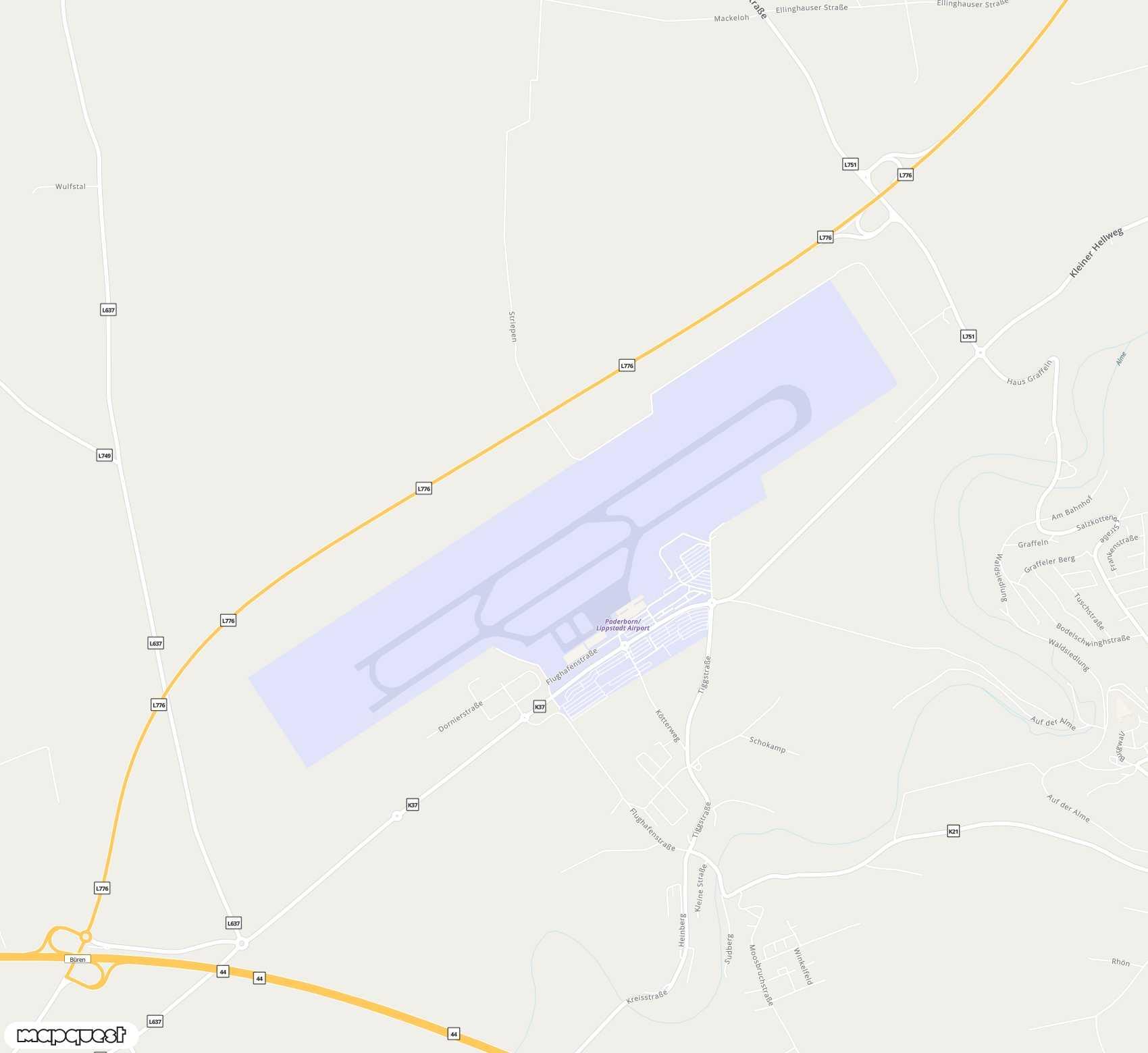 Carte de Paderborn Lippstadt <span>airport (PAD)</span>