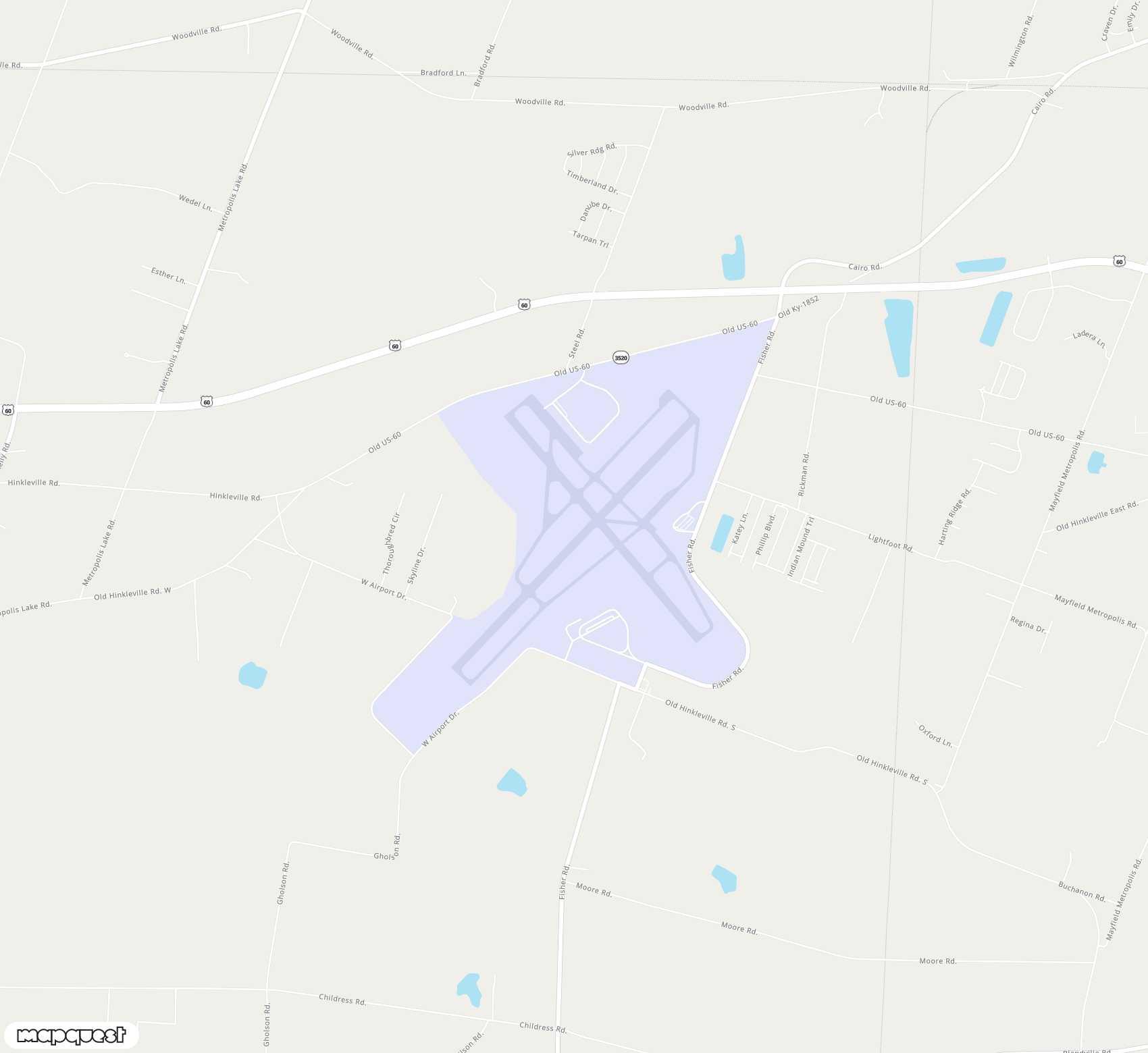 Carte de <span>Aéroport de </span>Barkley Regional<span>(PAH)</span>