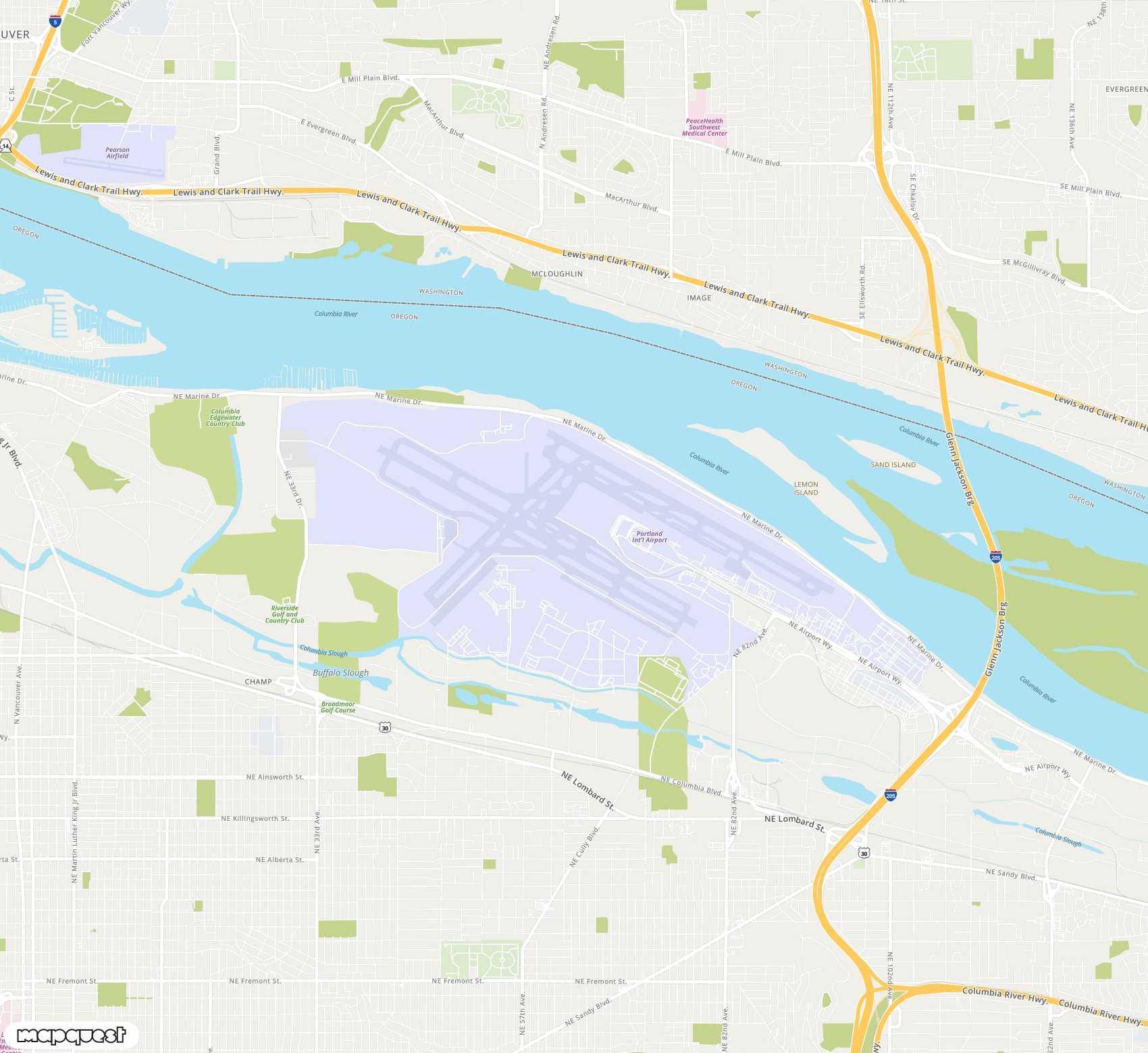 Carte de <span>Aéroport international de </span>Portland<span>(PDX)</span>