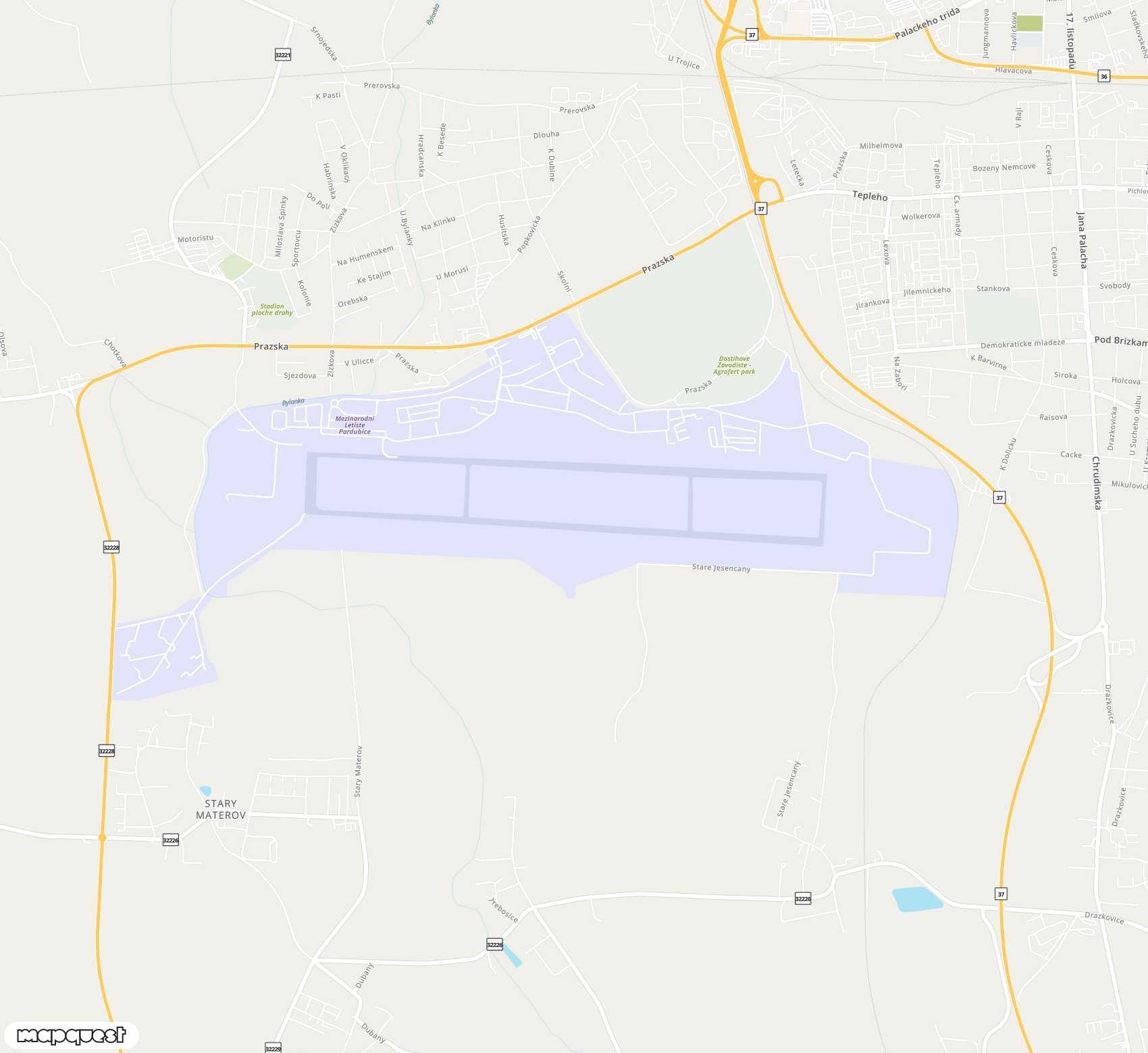 Carte de Pardubice <span>airport (PED)</span>