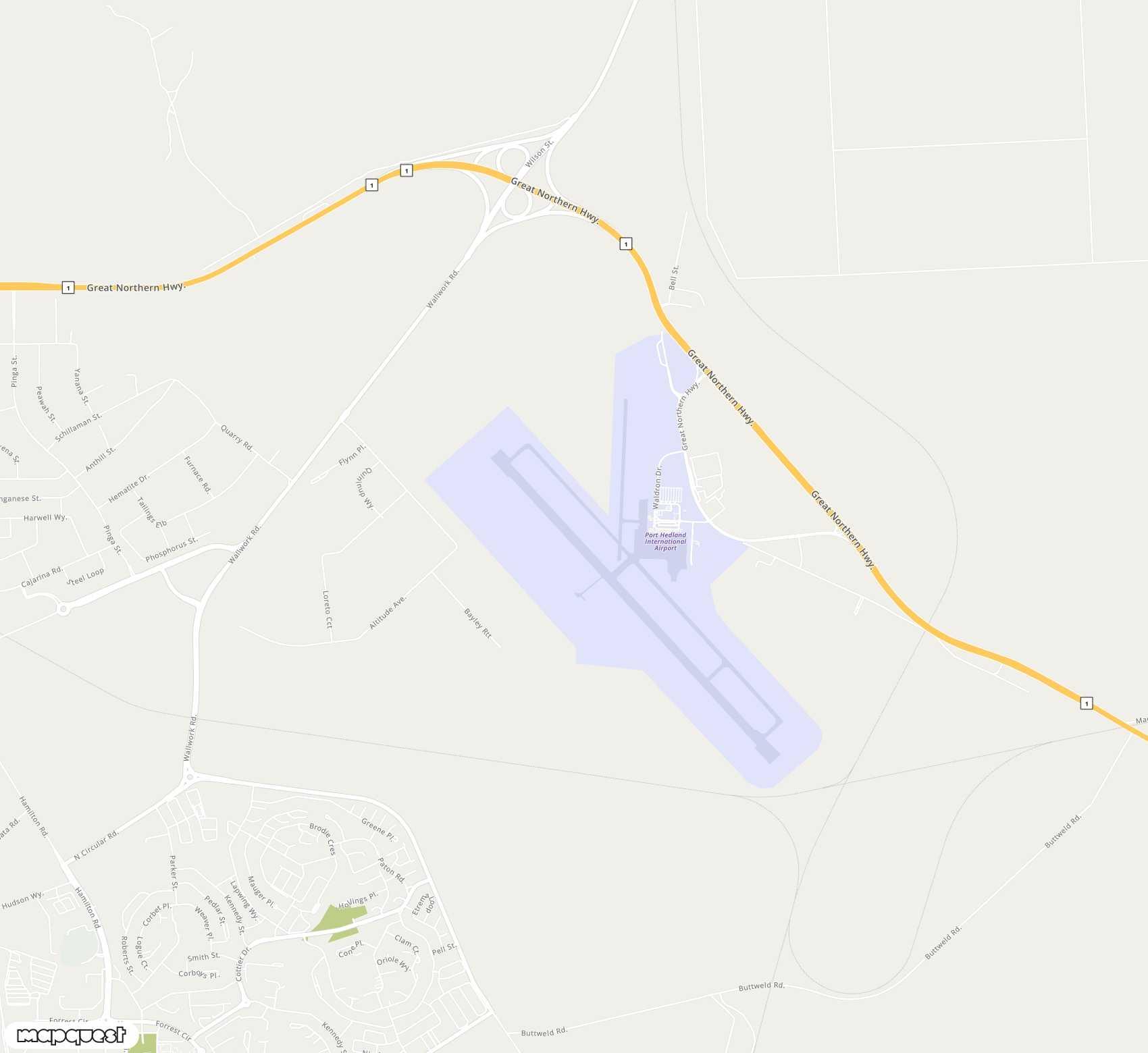 Carte de Port Hedland <span>airport (PHE)</span>