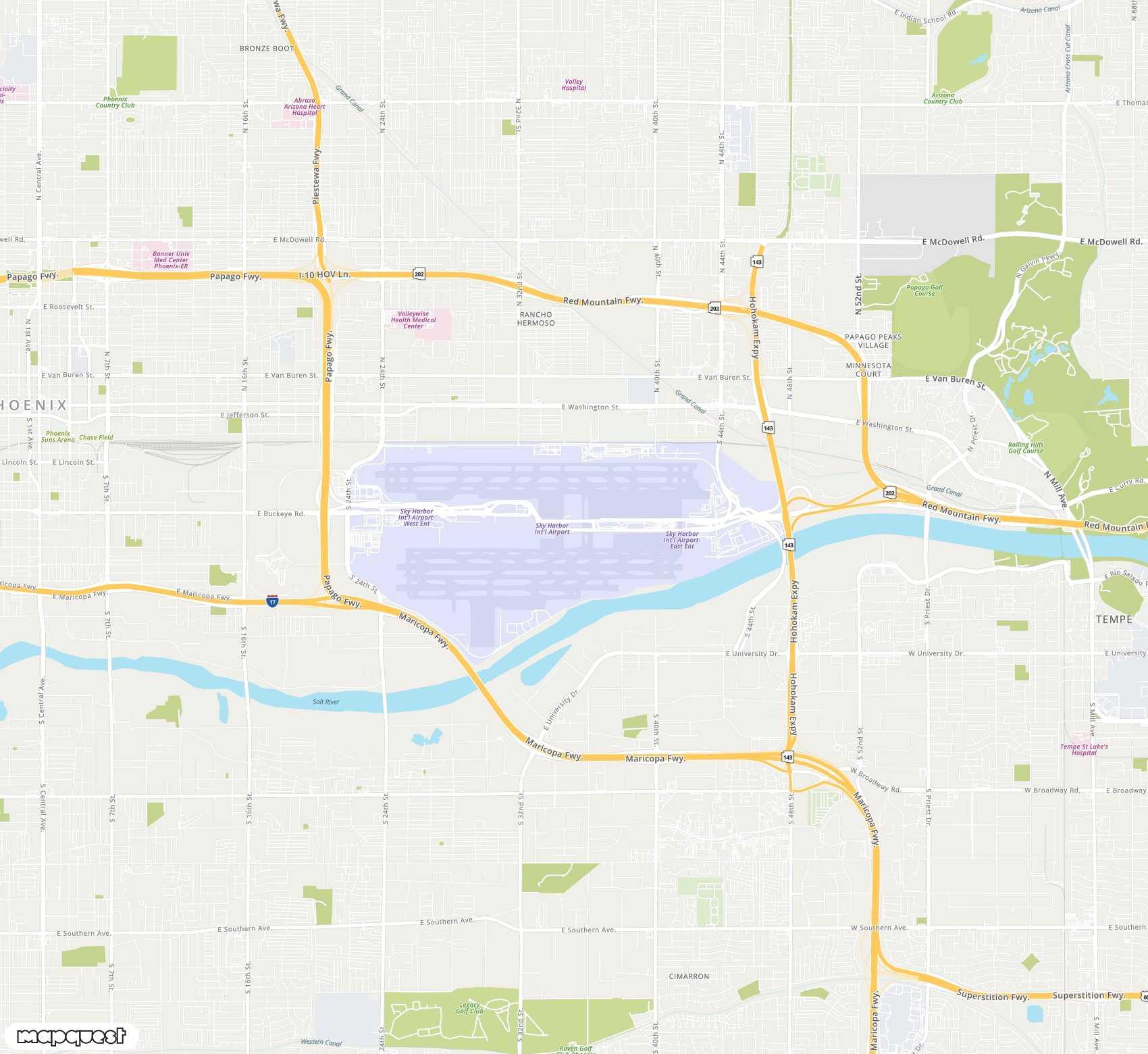 Carte de <span>Aéroport international de </span>Phoenix Sky Harbor<span>(PHX)</span>